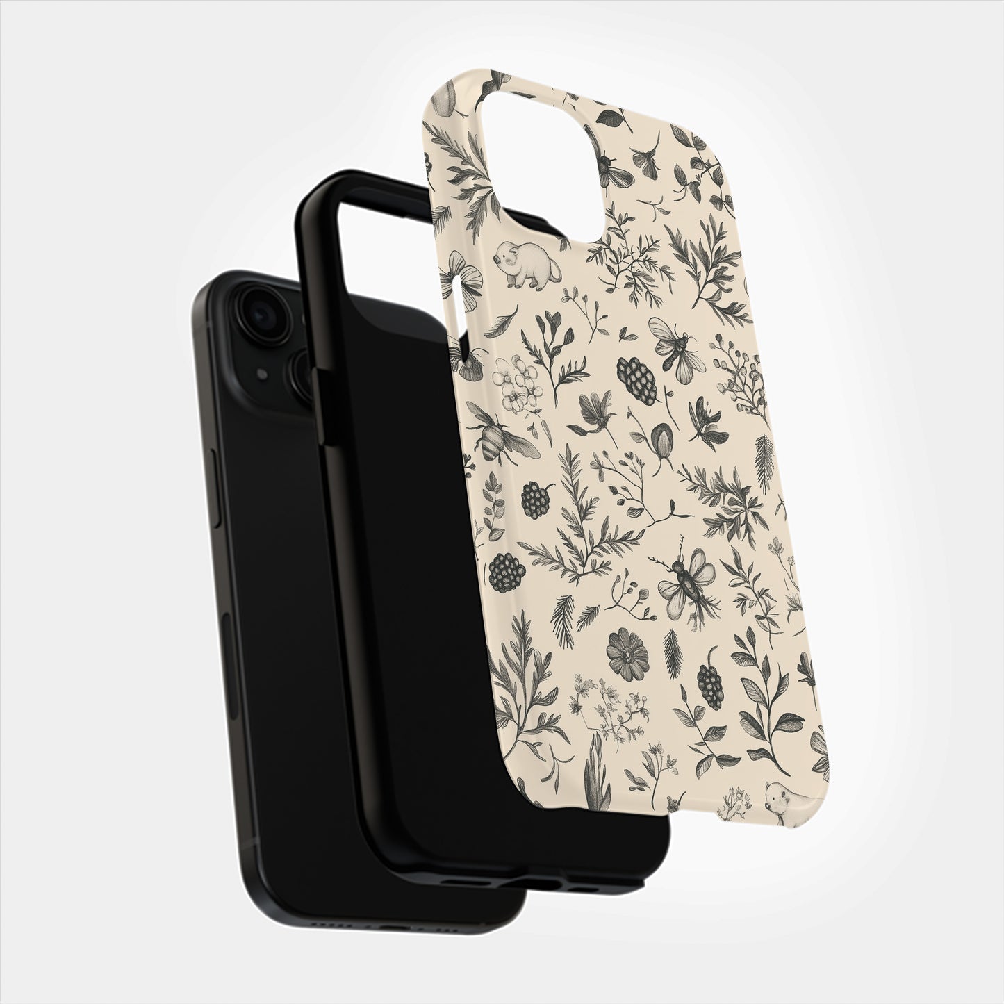 Woodland Whimsy Phone Case – Hand-Sketched Vintage Forest Creatures
