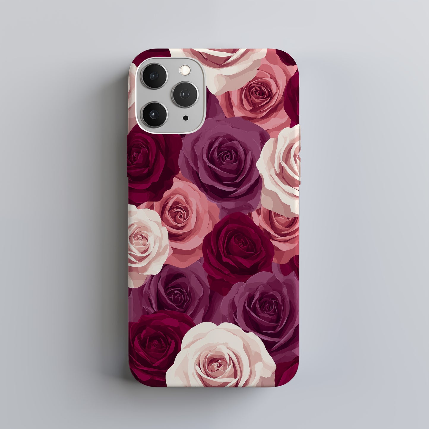 Bold Burgundy & Blush Rose Phone Case – Romantic Seamless Floral Art