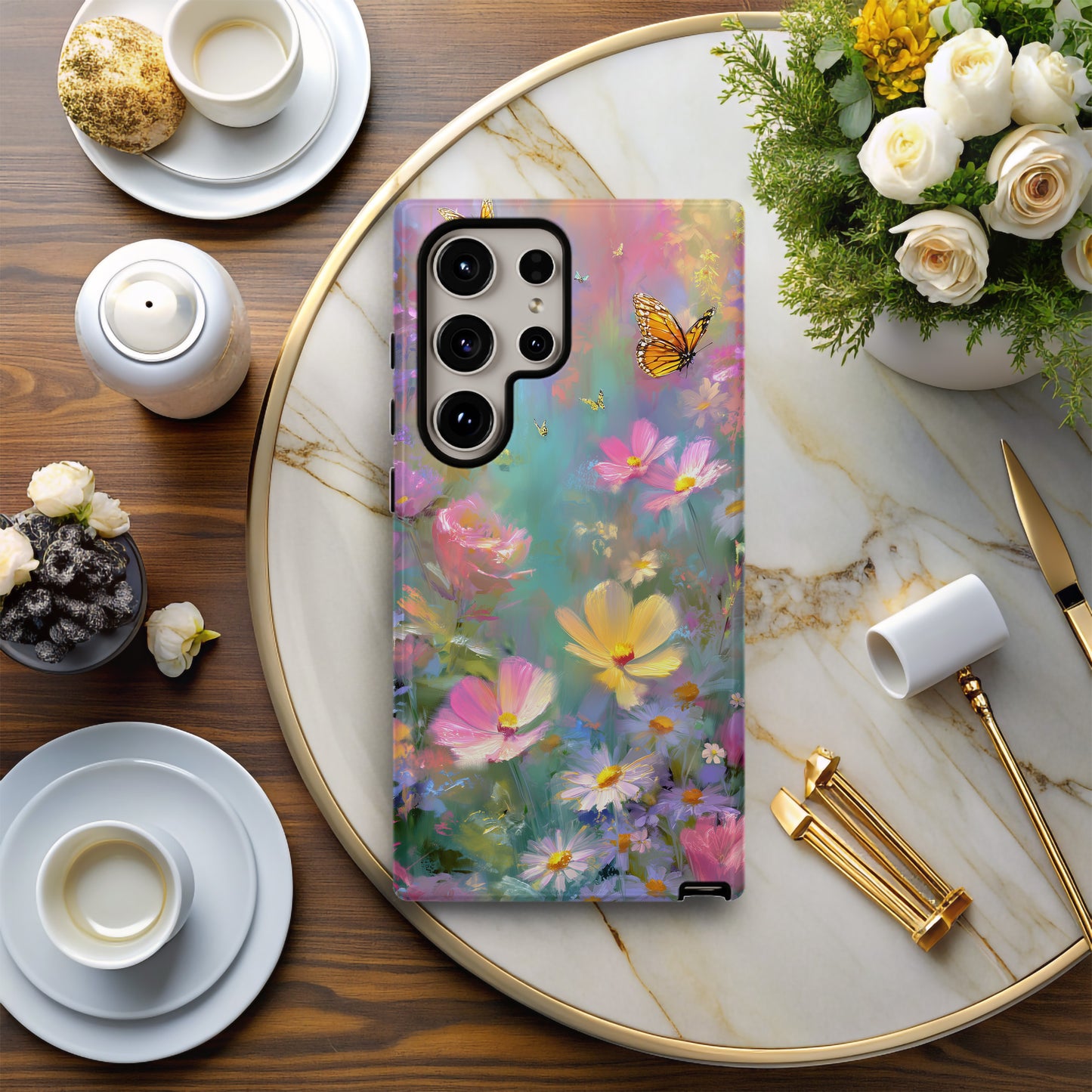 Butterfly Meadow Dream Phone Case – Whimsical Pastel Garden Art