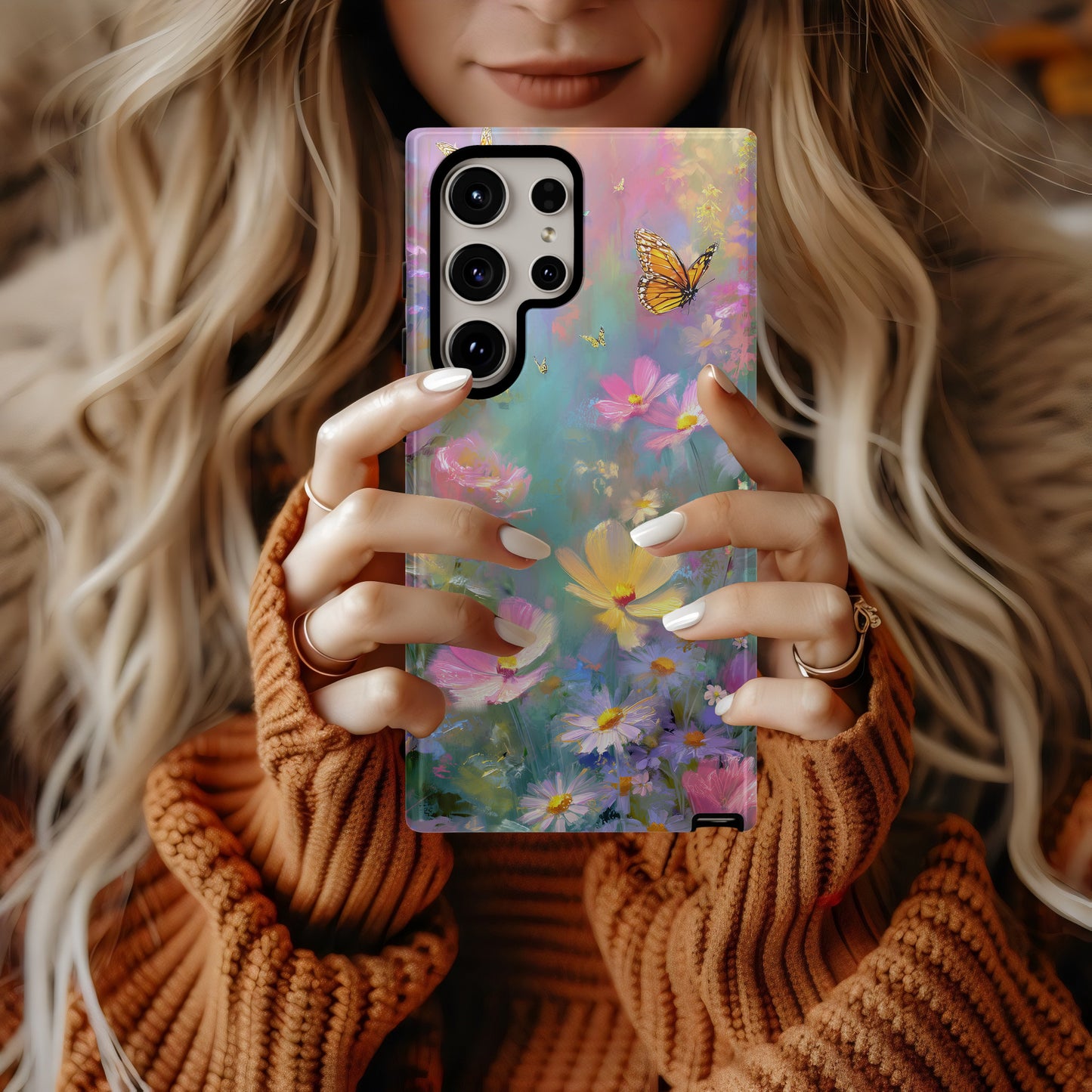 Butterfly Meadow Dream Phone Case – Whimsical Pastel Garden Art