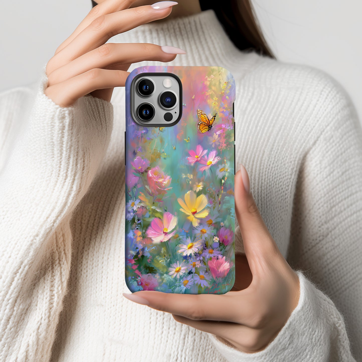 Butterfly Meadow Dream Phone Case – Whimsical Pastel Garden Art