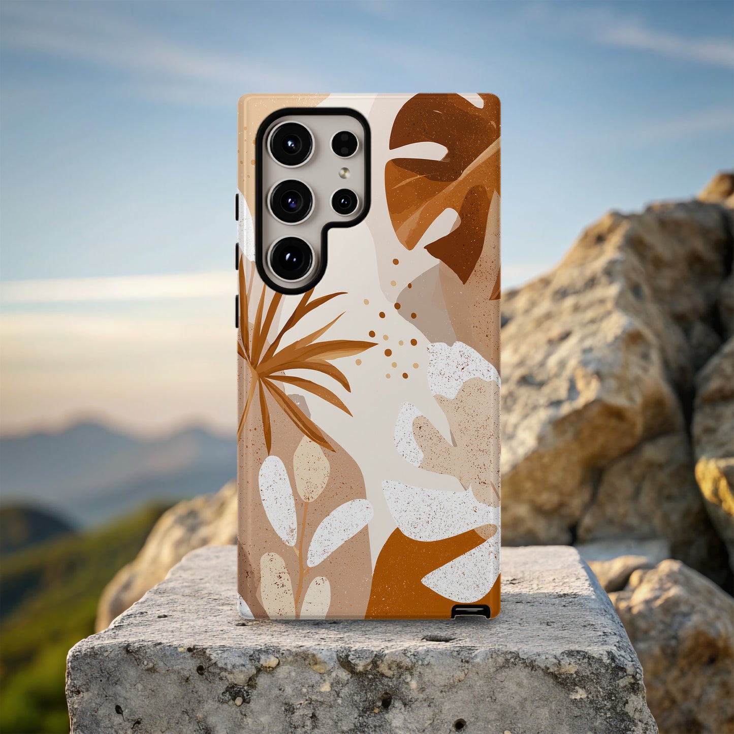 Boho Earth Tones Leaf Phone Case – Modern Minimal with Nature’s Warmth