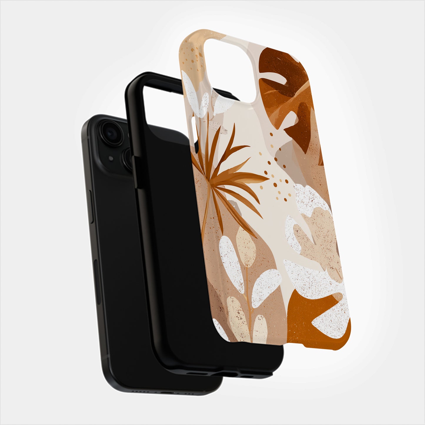 Boho Earth Tones Leaf Phone Case – Modern Minimal with Nature’s Warmth