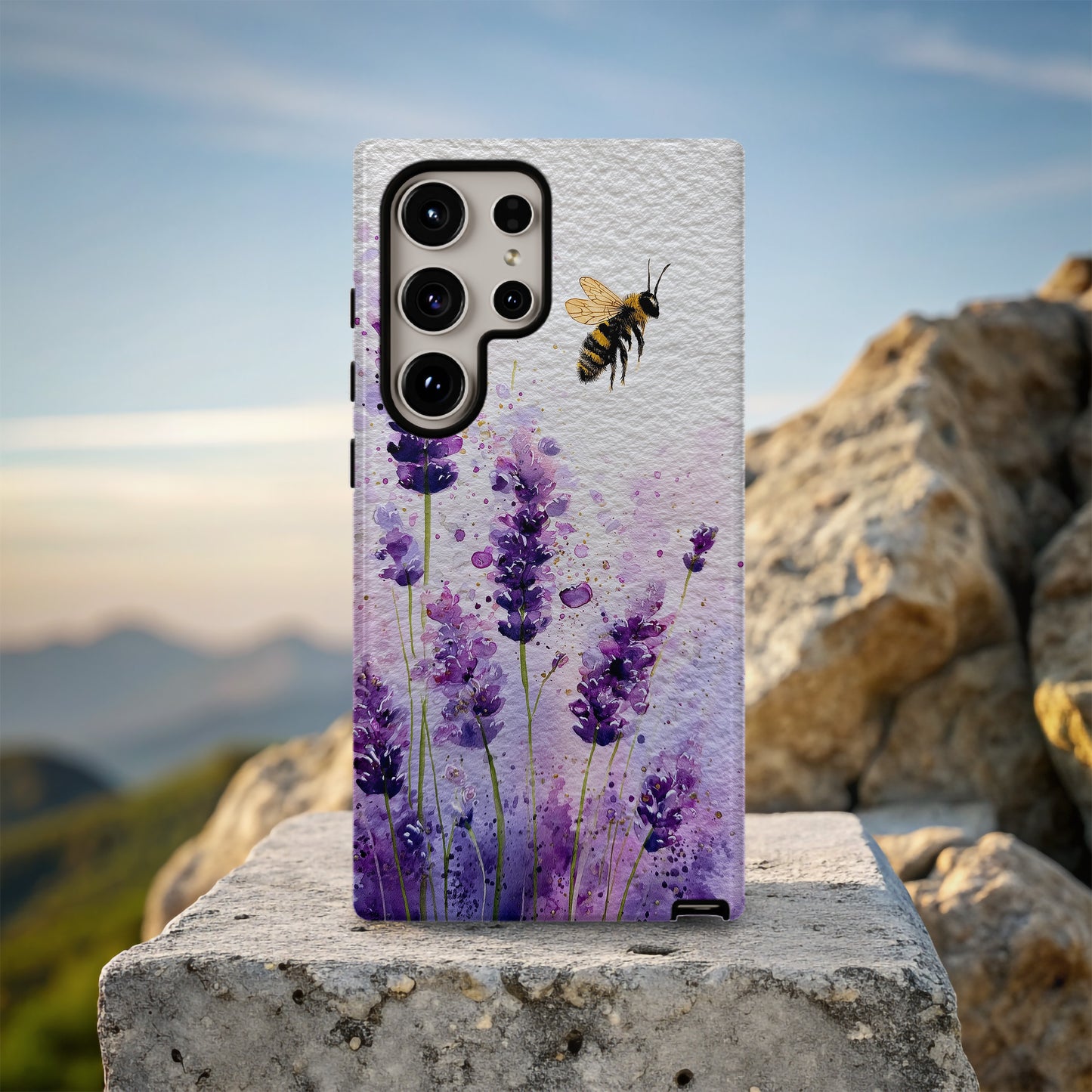 Lavender Buzz Phone Case – Watercolor Bee & Bloom