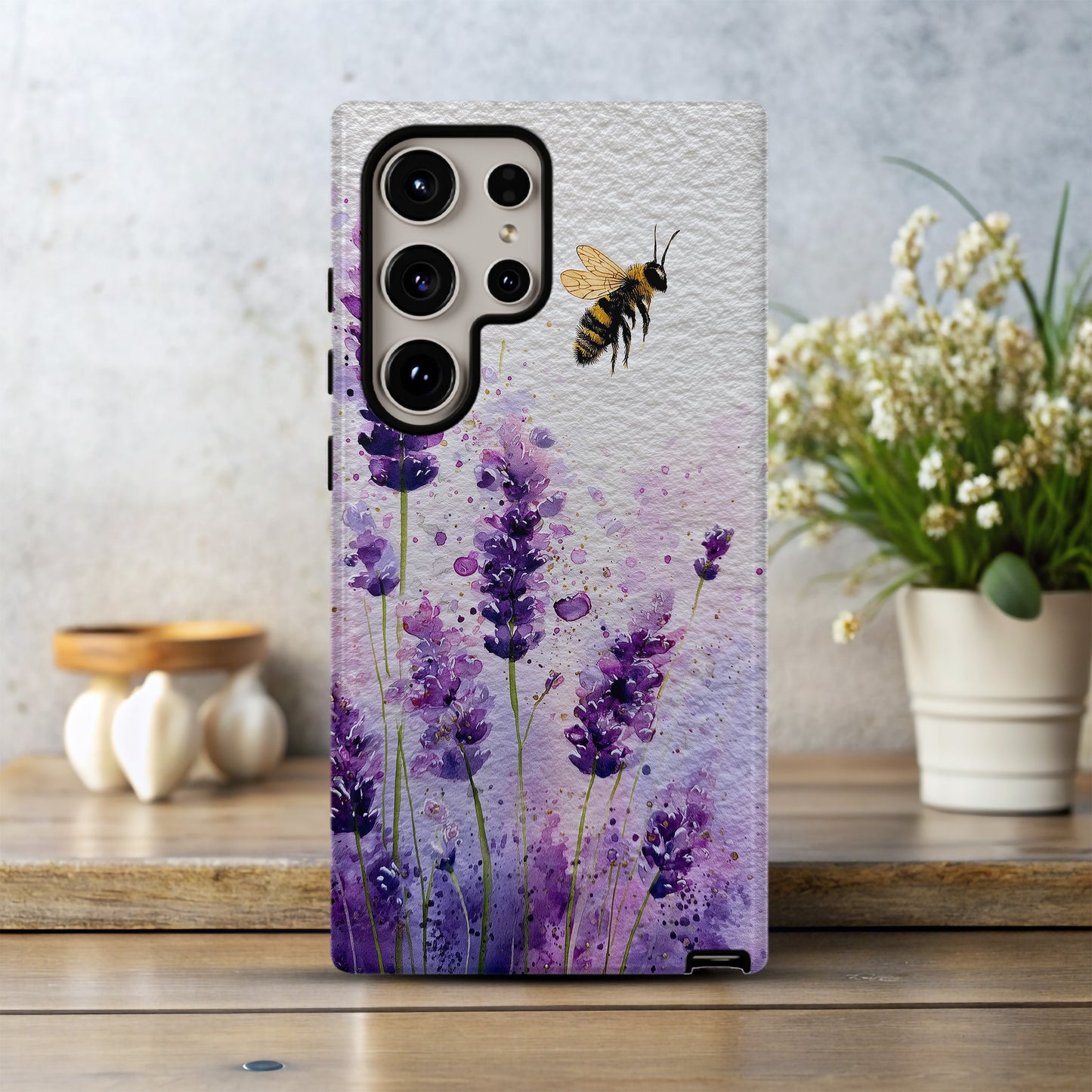 Lavender Buzz Phone Case – Watercolor Bee & Bloom