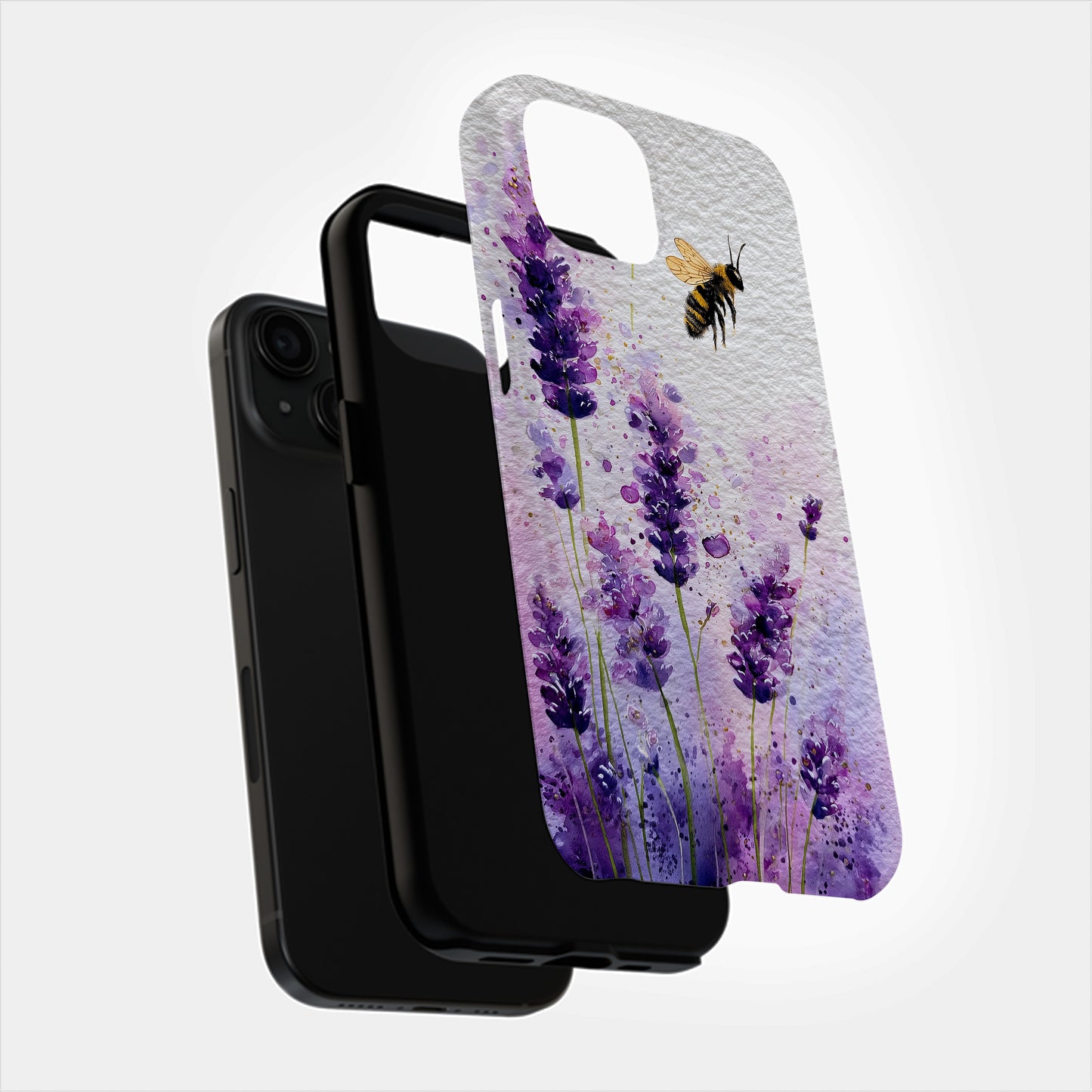 Lavender Buzz Phone Case – Watercolor Bee & Bloom