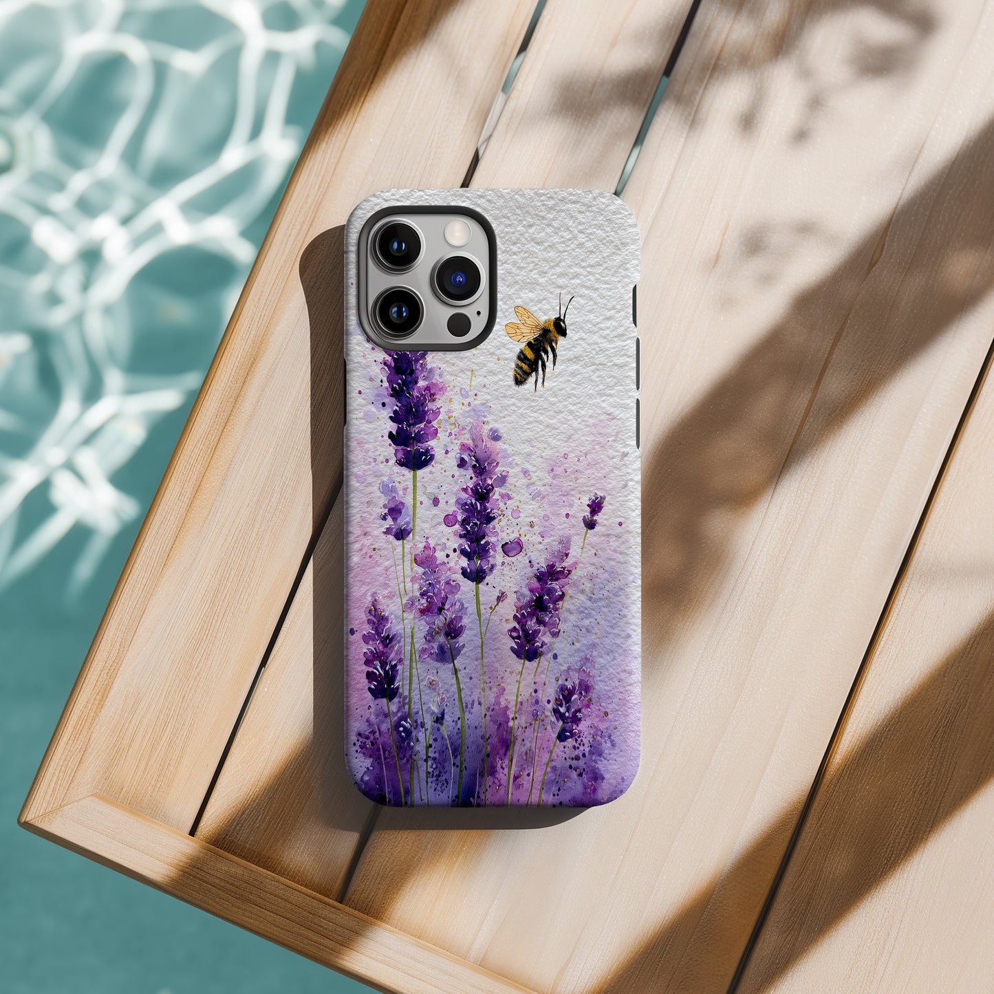 Lavender Buzz Phone Case – Watercolor Bee & Bloom