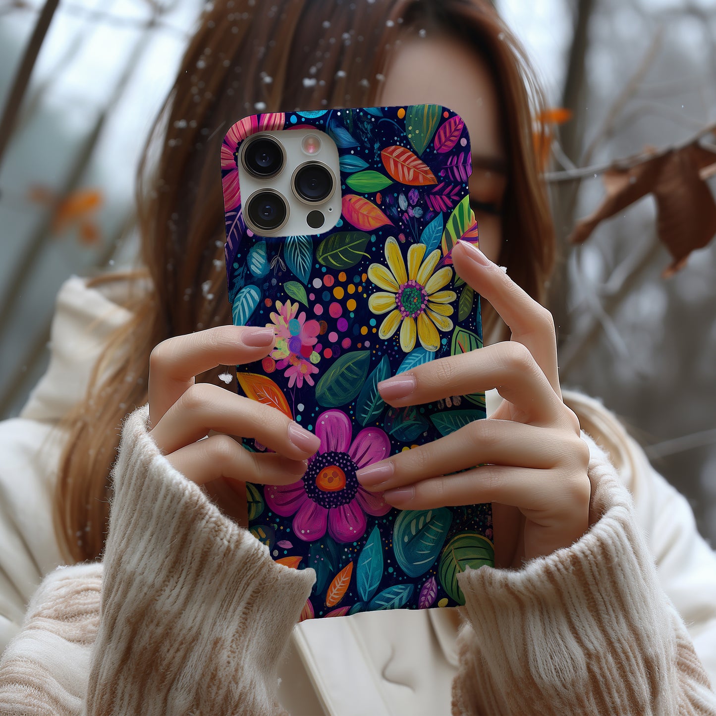 Boho Bloom Pop Phone Case – Hand-Painted Joy in Full Color