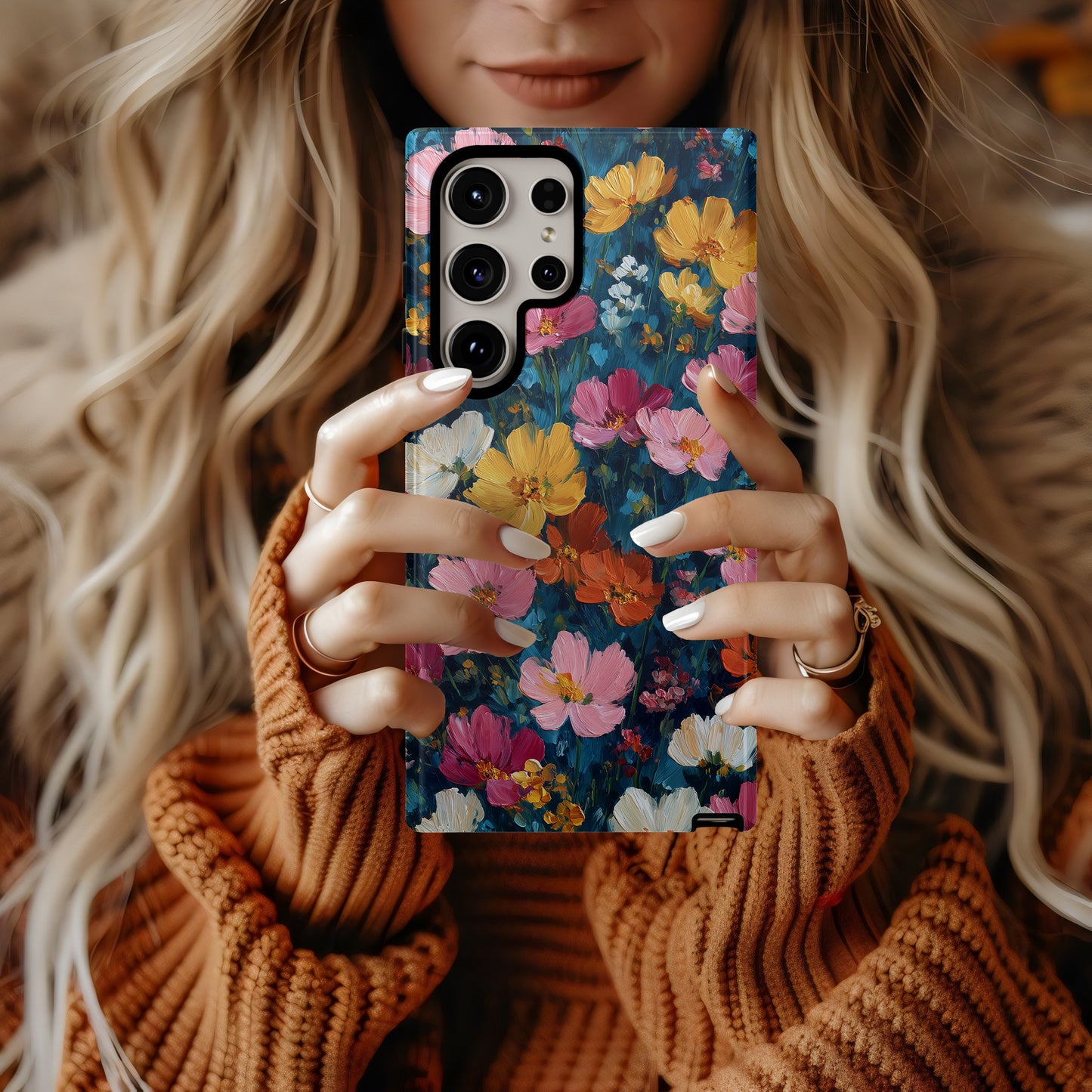 Midnight Garden Bloom Phone Case – Painterly Floral Elegance
