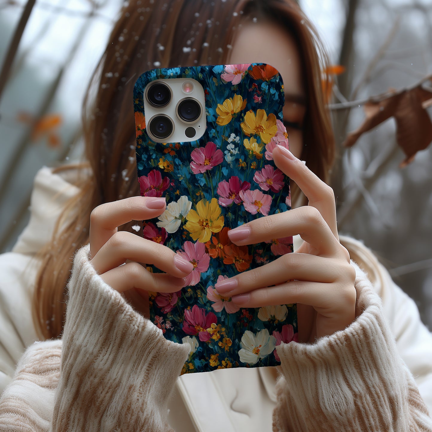 Midnight Garden Bloom Phone Case – Painterly Floral Elegance
