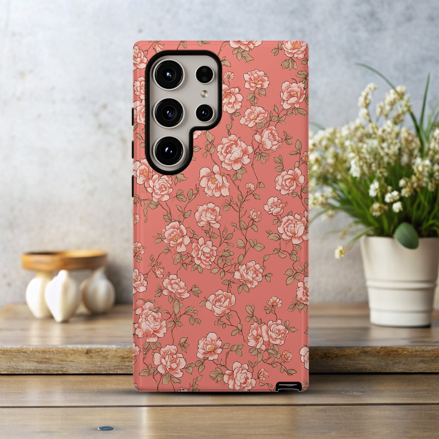 Blushing Rose Garden Phone Case – Vintage Botanical Charm