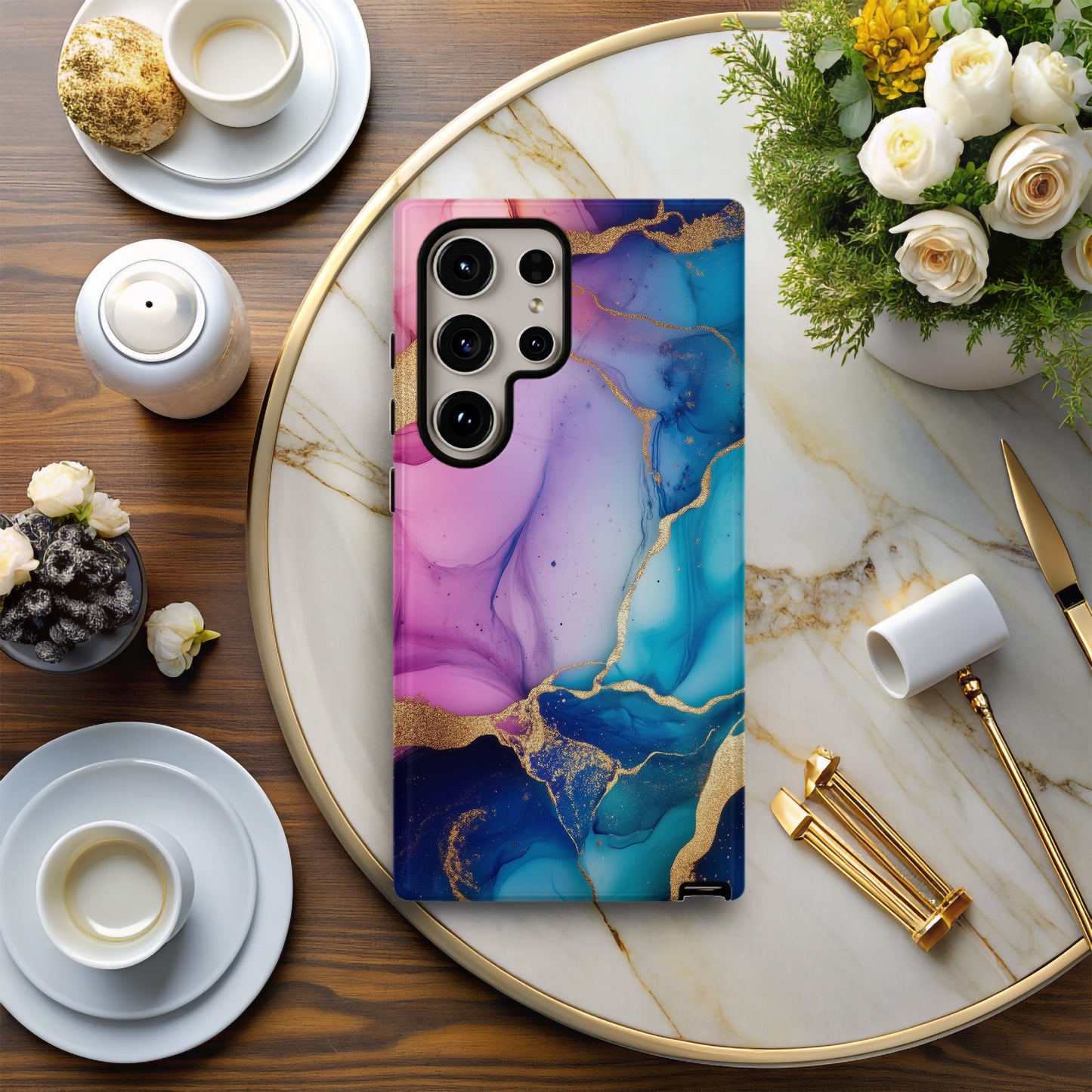 Aurora Marble Phone Case – Radiant Jewel Swirls