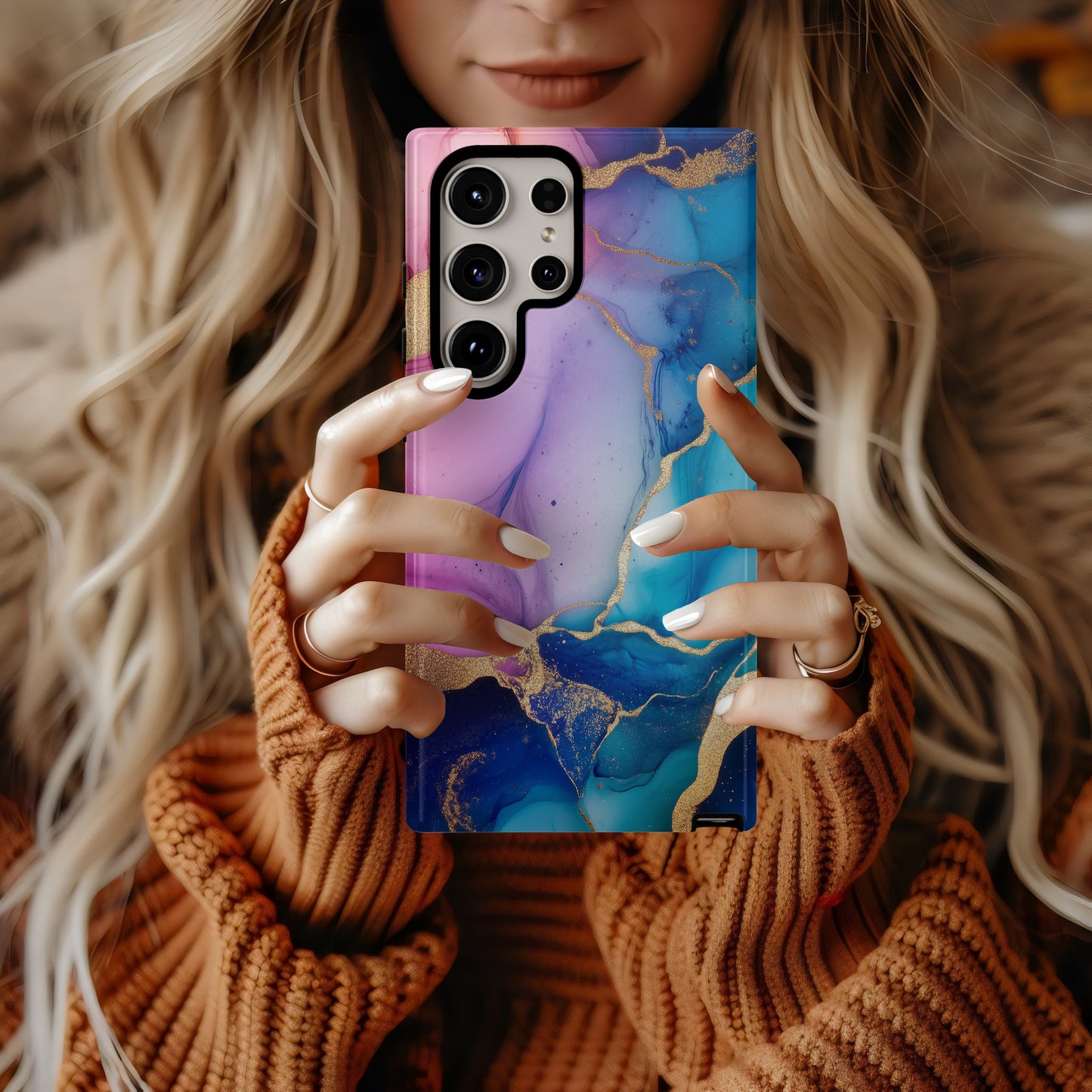 Aurora Marble Phone Case – Radiant Jewel Swirls