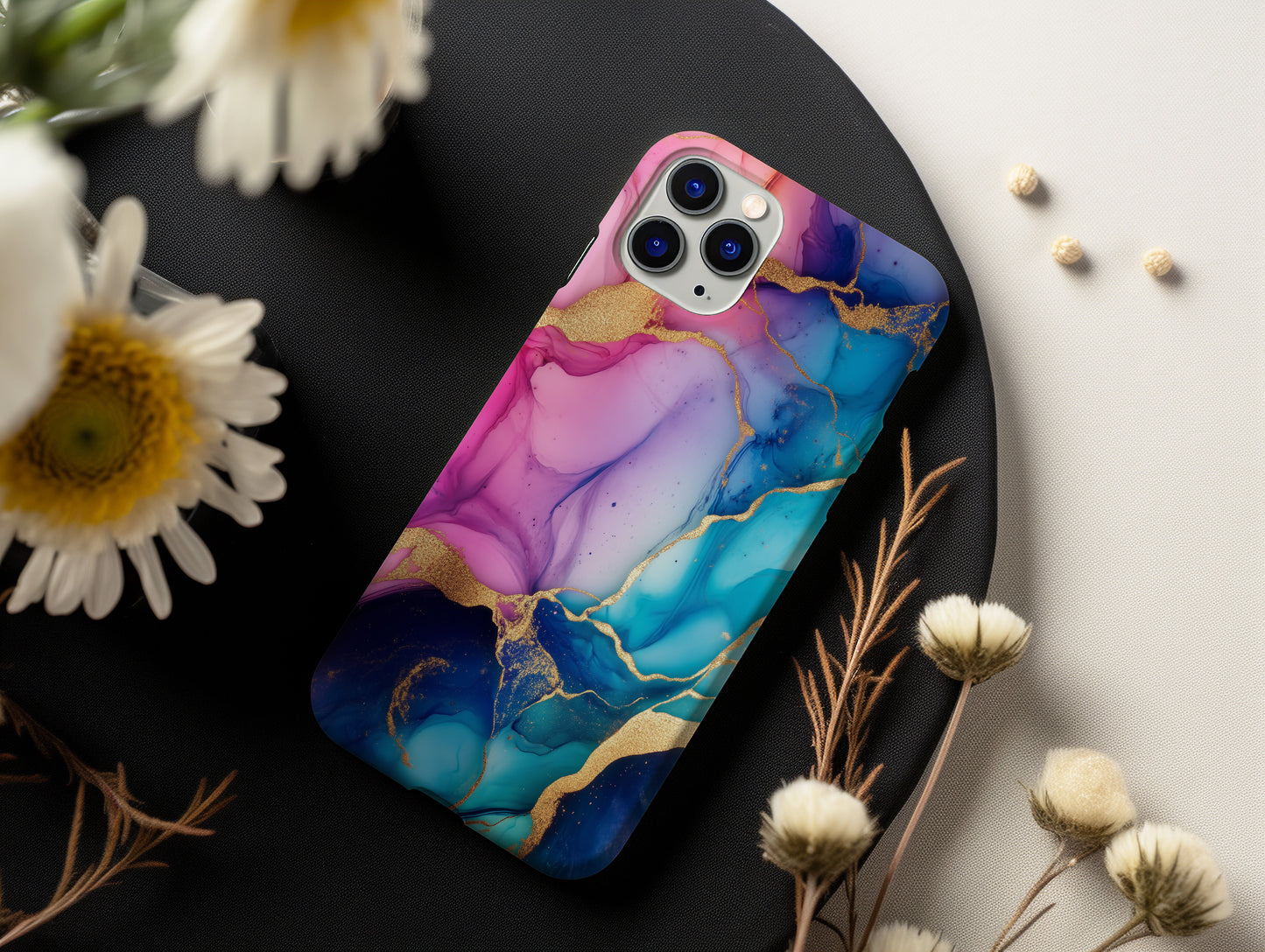 Aurora Marble Phone Case – Radiant Jewel Swirls