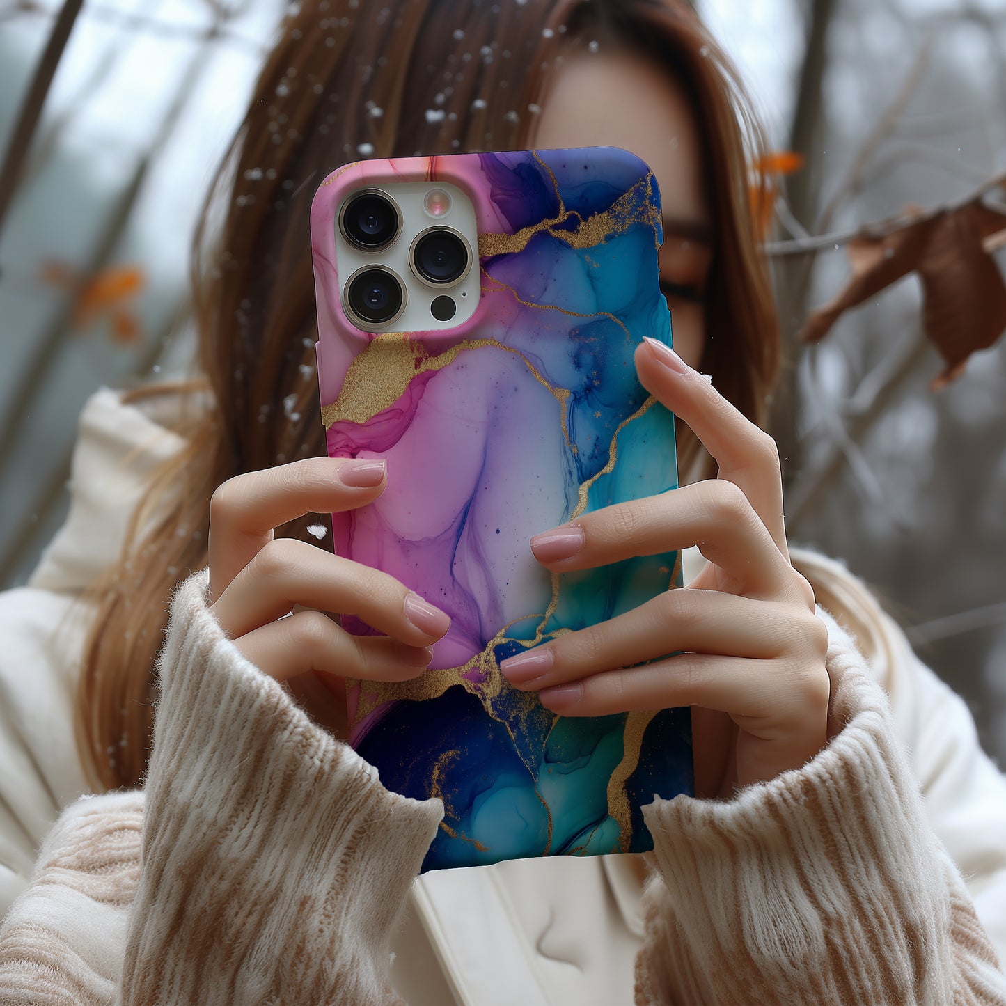 Aurora Marble Phone Case – Radiant Jewel Swirls