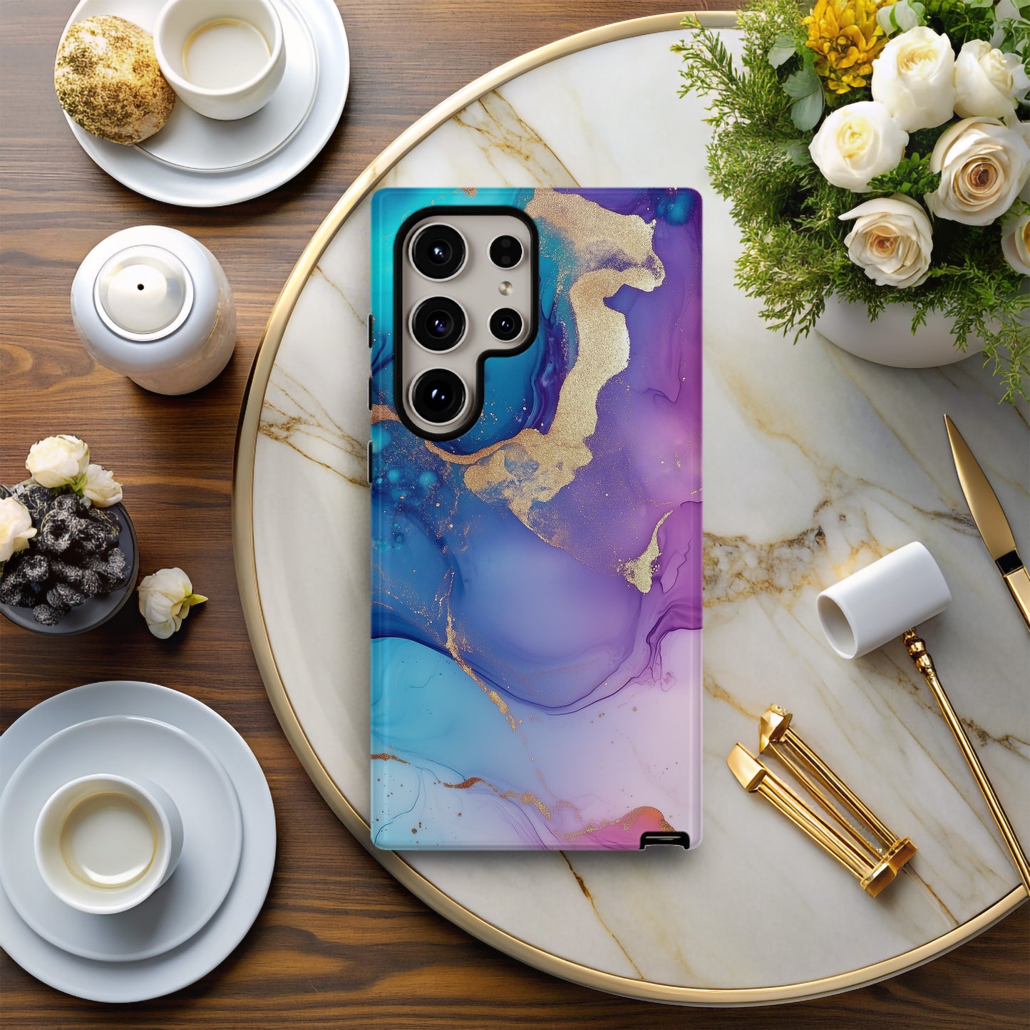 Celestial Drift Phone Case – Ocean Bloom Marble