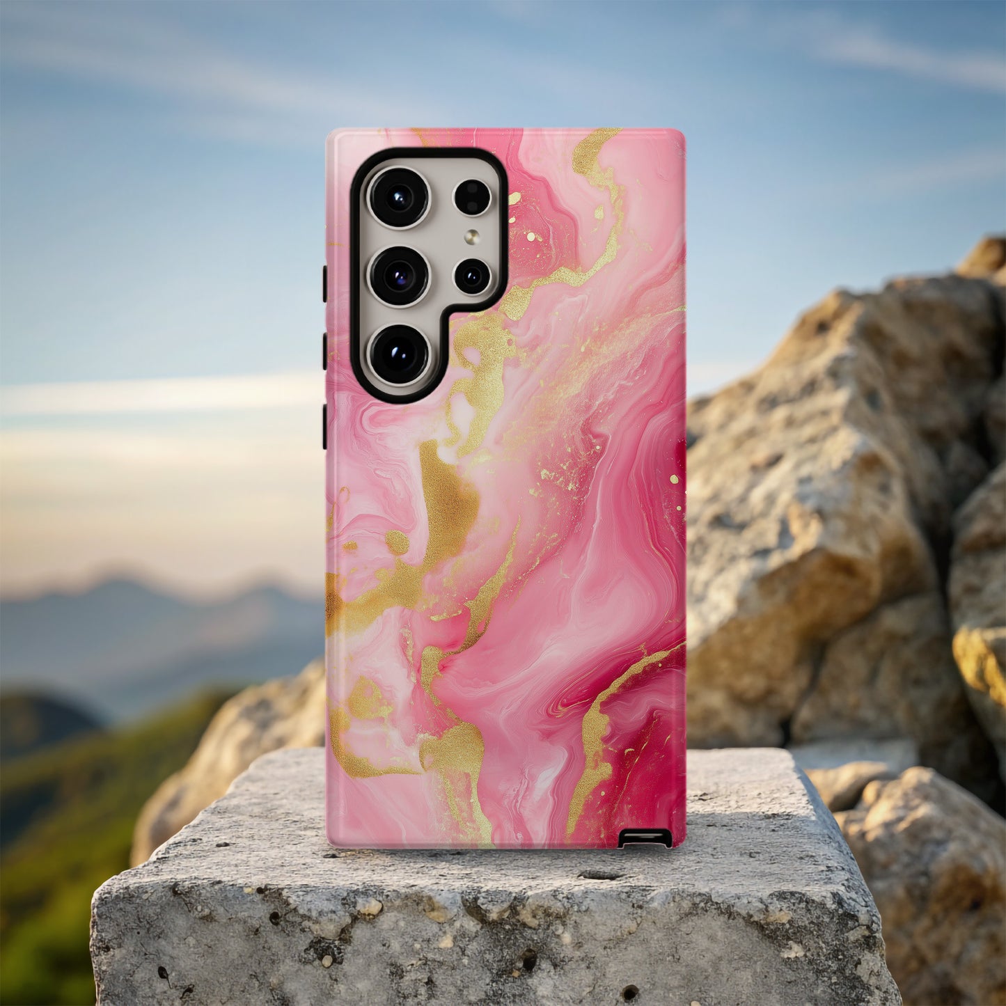 Rosé Luxe Phone Case – Blush Gold Marble Elegance