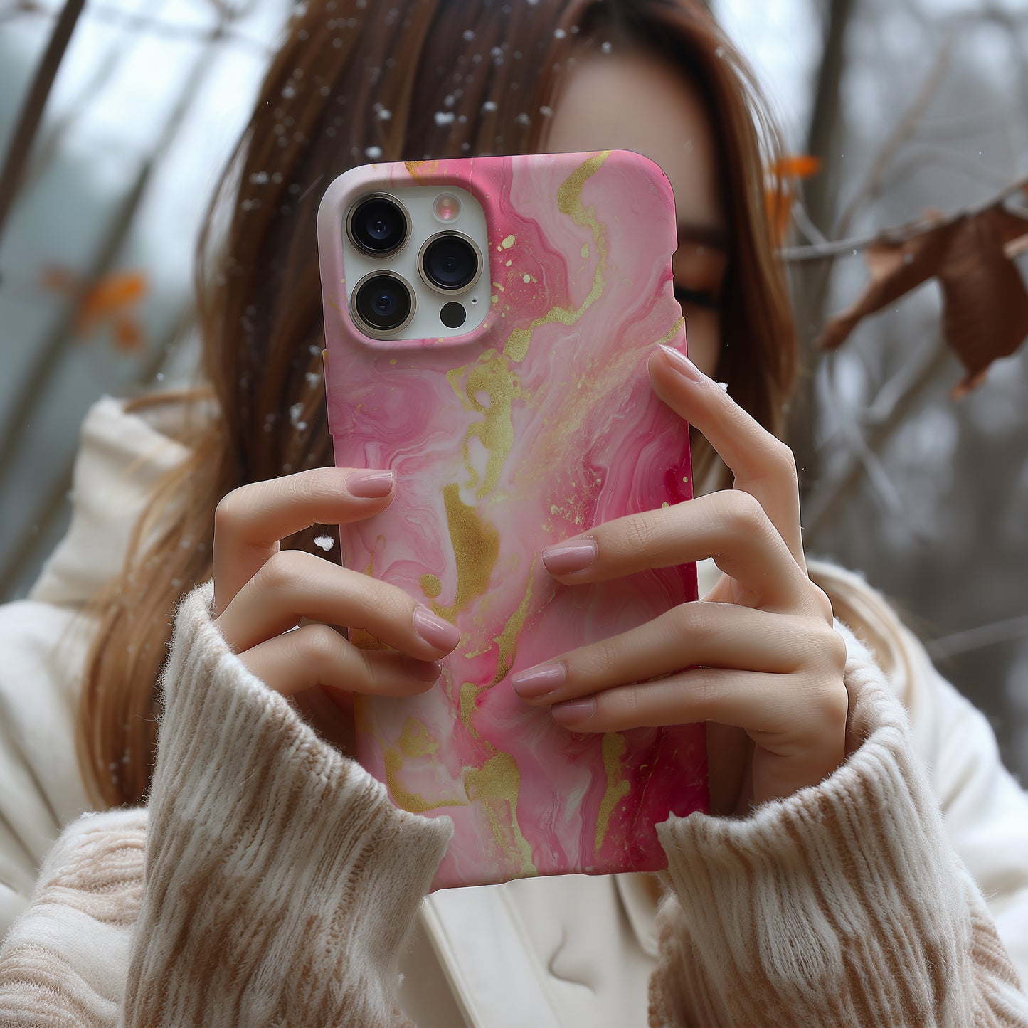 Rosé Luxe Phone Case – Blush Gold Marble Elegance