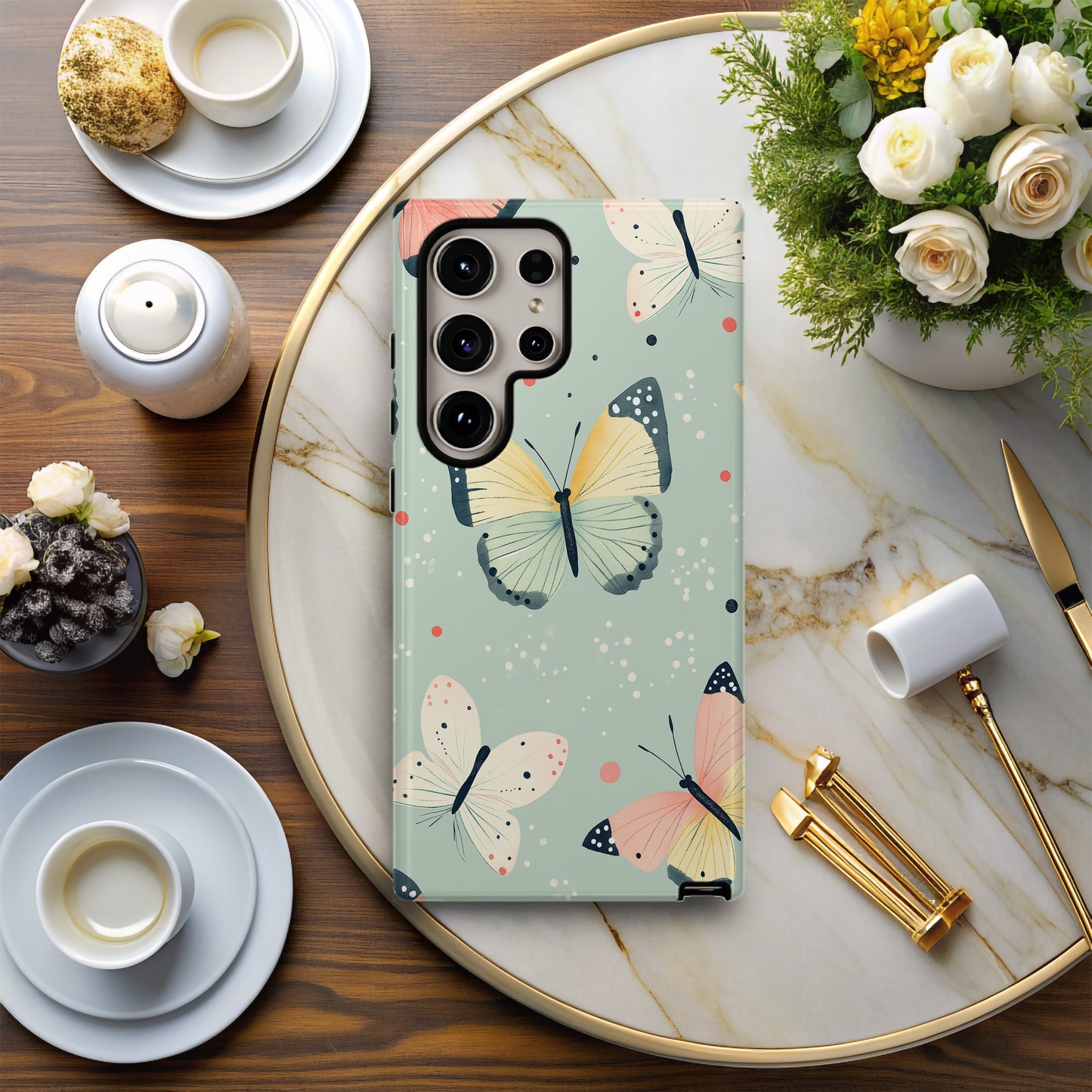 Mint Whimsy – Pastel Butterfly Phone Case