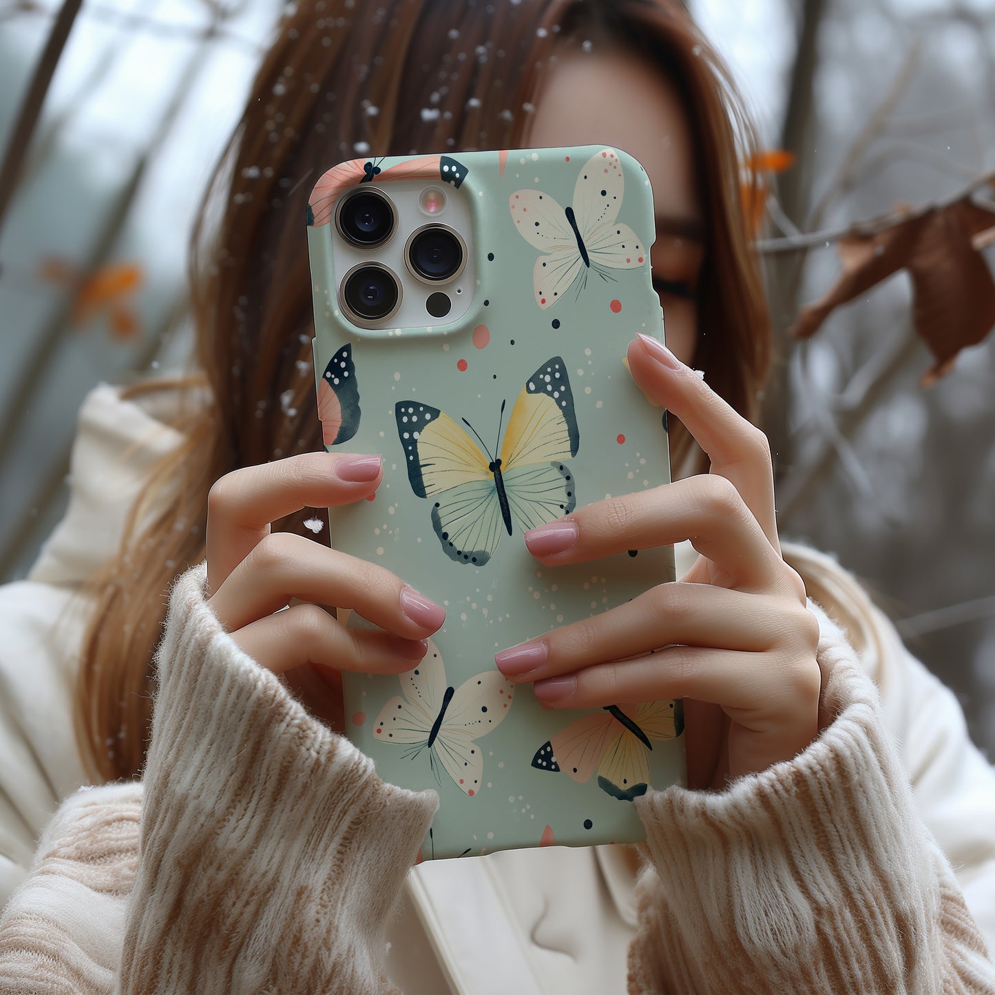 Mint Whimsy – Pastel Butterfly Phone Case