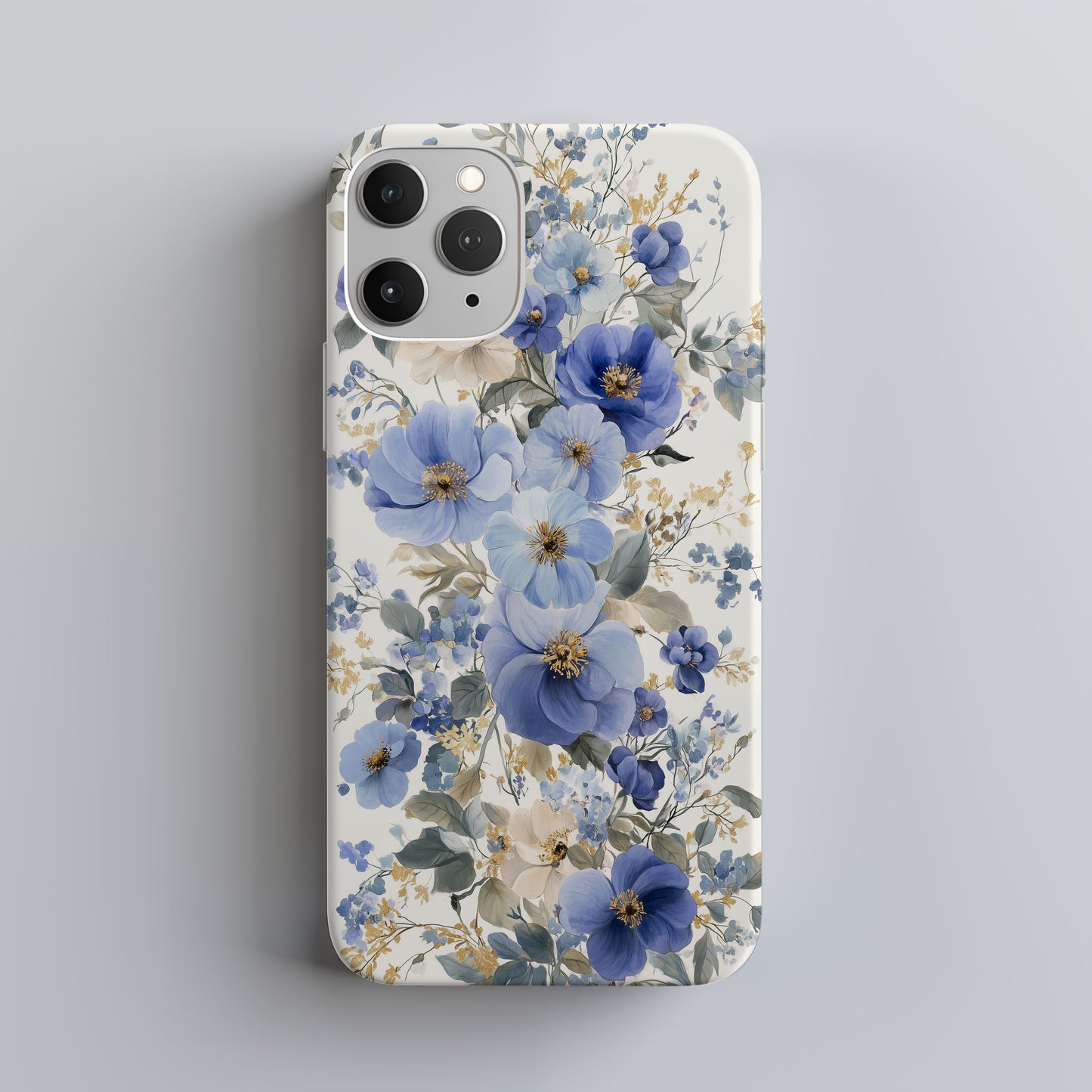 Bluebell Reverie – Elegant Dusty Blue Floral Phone Case