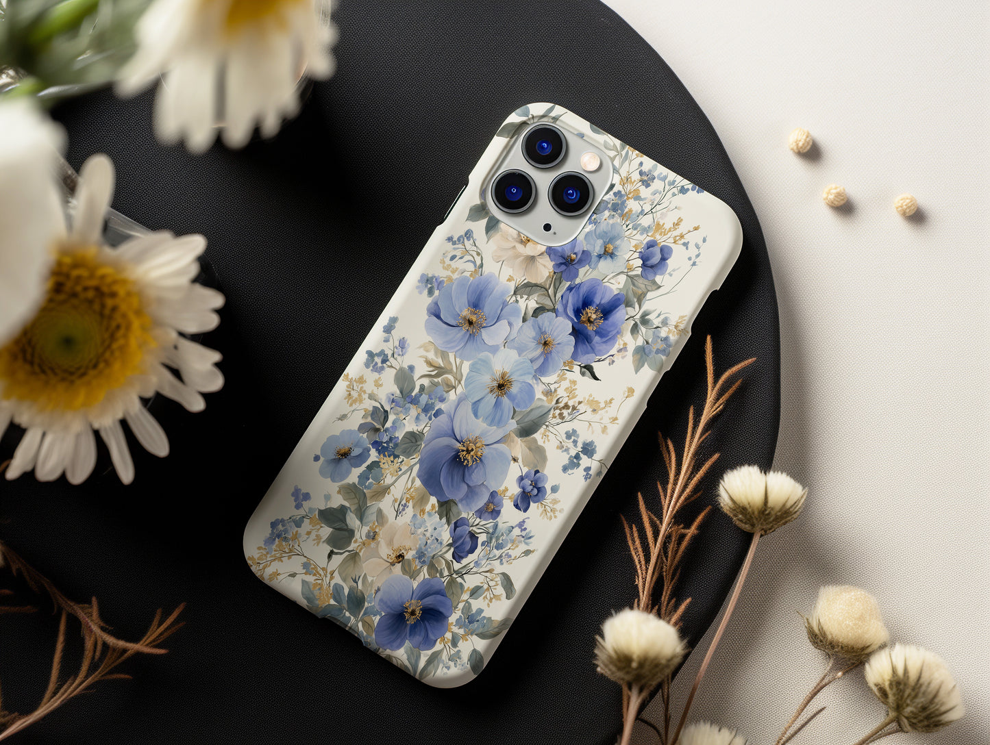 Bluebell Reverie – Elegant Dusty Blue Floral Phone Case