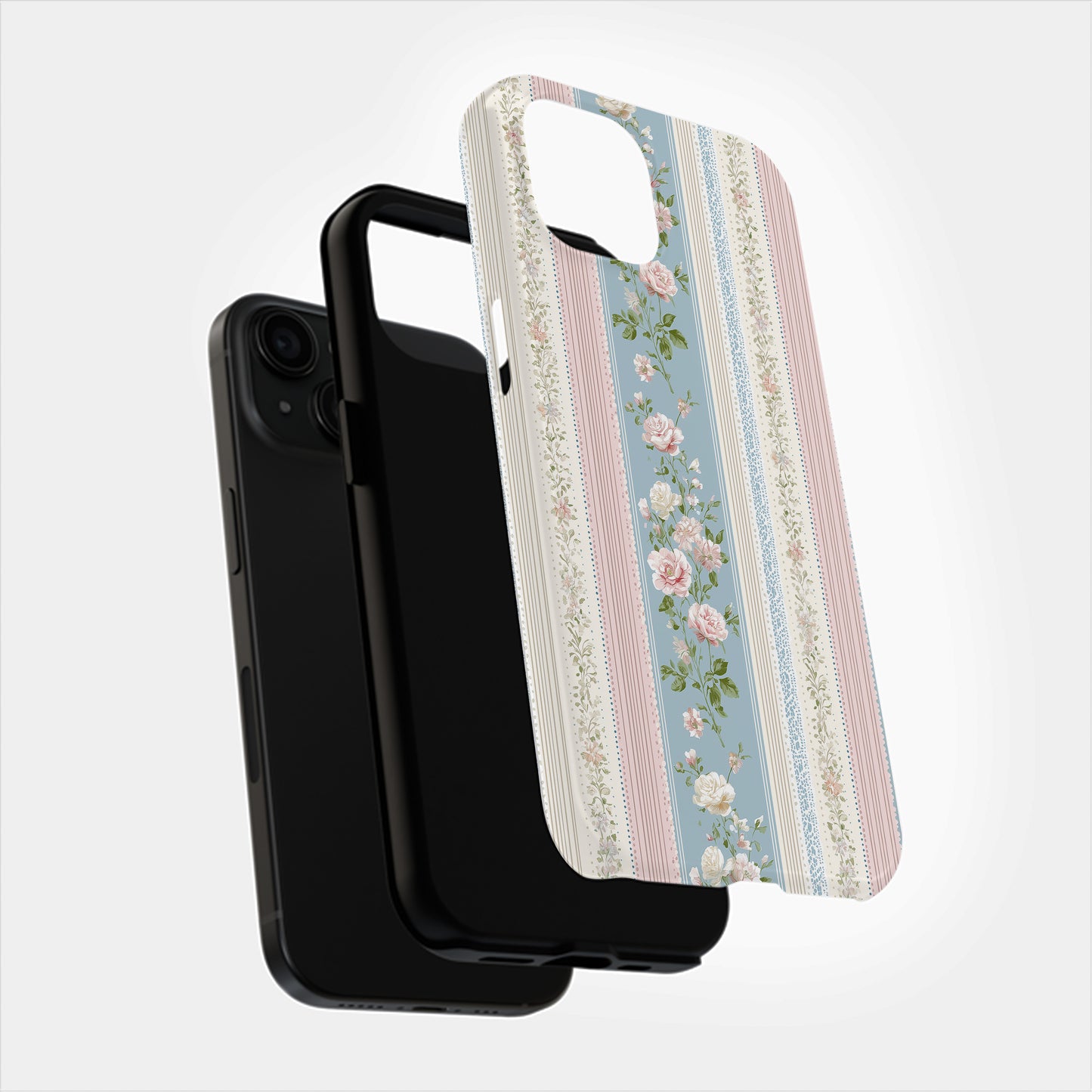 Rose Lace Reverie – Shabby Chic Floral Stripe Case