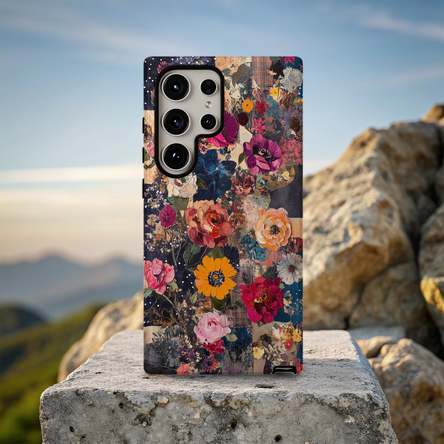 Boho Bloom Collage – Vintage Floral Patchwork Phone Case