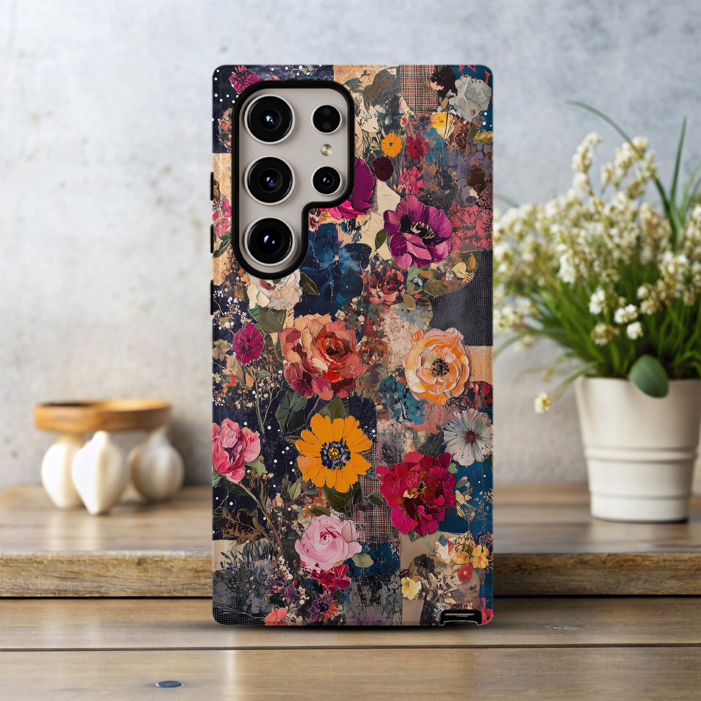 Boho Bloom Collage – Vintage Floral Patchwork Phone Case