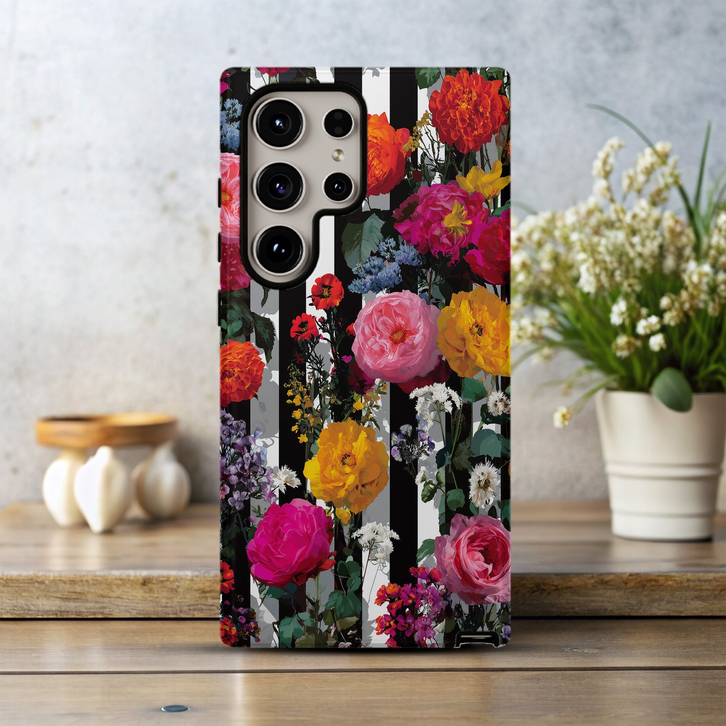 Bold Bloom Stripes Phone Case