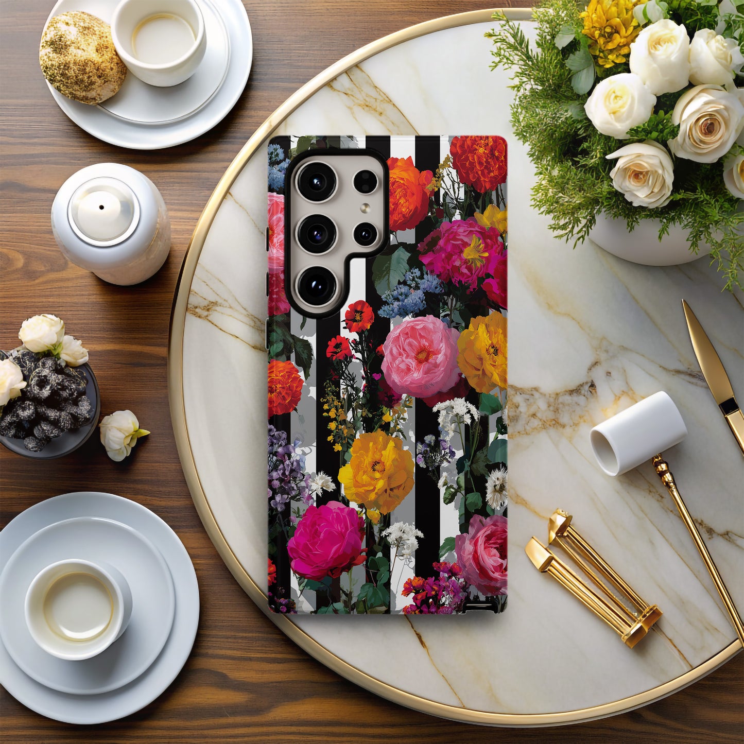 Bold Bloom Stripes Phone Case