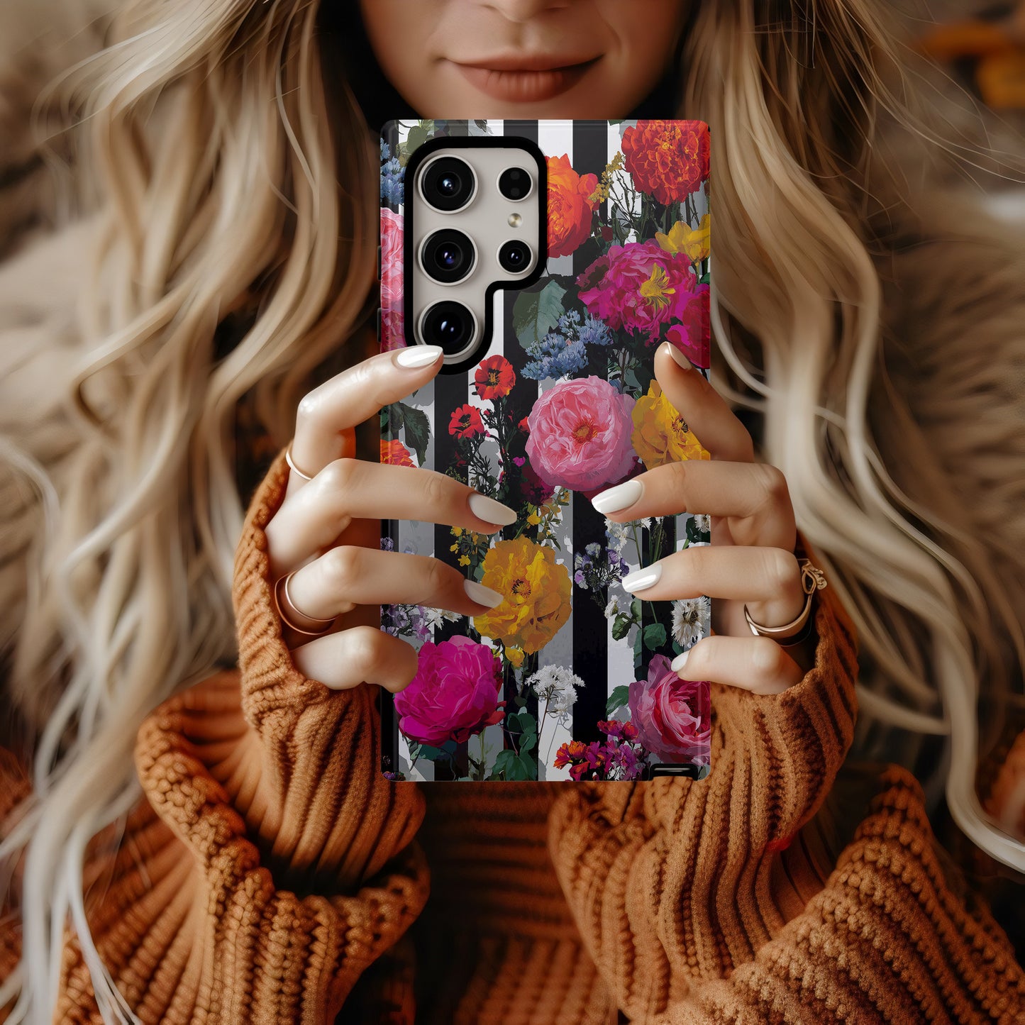 Bold Bloom Stripes Phone Case