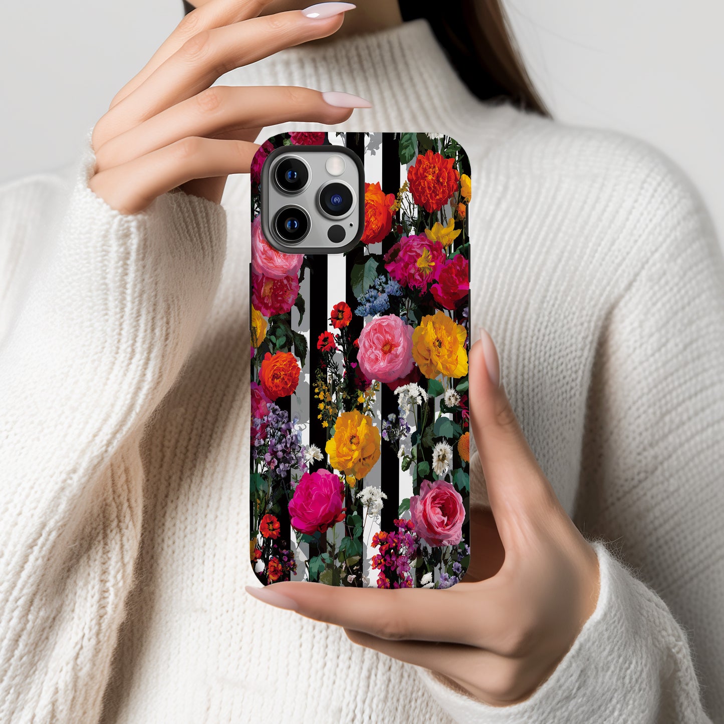 Bold Bloom Stripes Phone Case