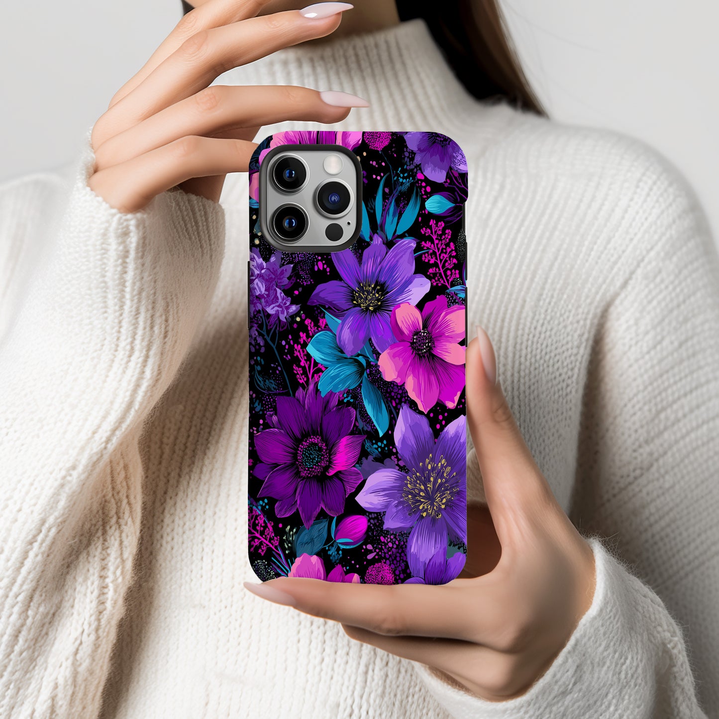 Electric Bloom Noir Phone Case