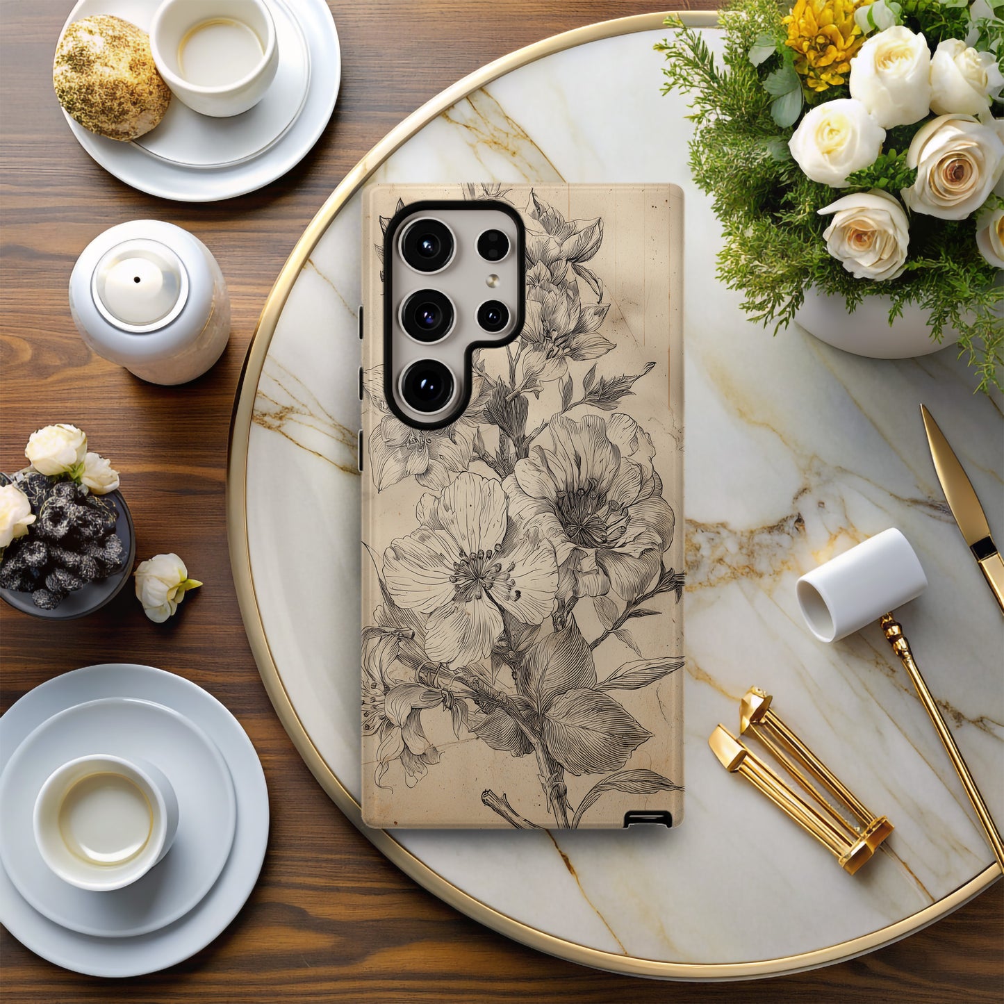 Whispers of Time: Antique Botanical Etching in Bloom