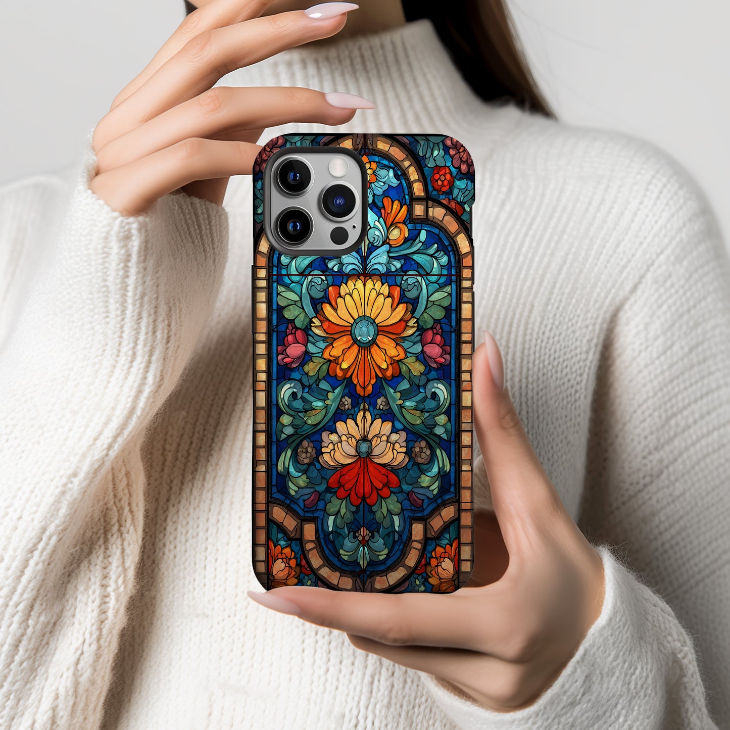 Radiance in Bloom – Art Deco Floral Stained Glass Elegance
