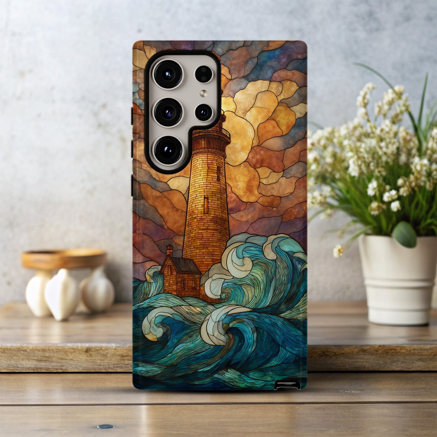 Beacon of Hope – Lighthouse Stained Glass Phone Case