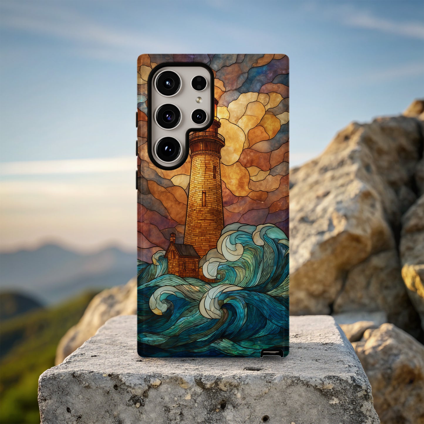 Beacon of Hope – Lighthouse Stained Glass Phone Case