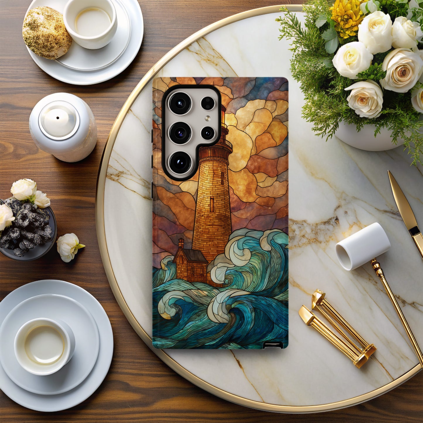 Beacon of Hope – Lighthouse Stained Glass Phone Case