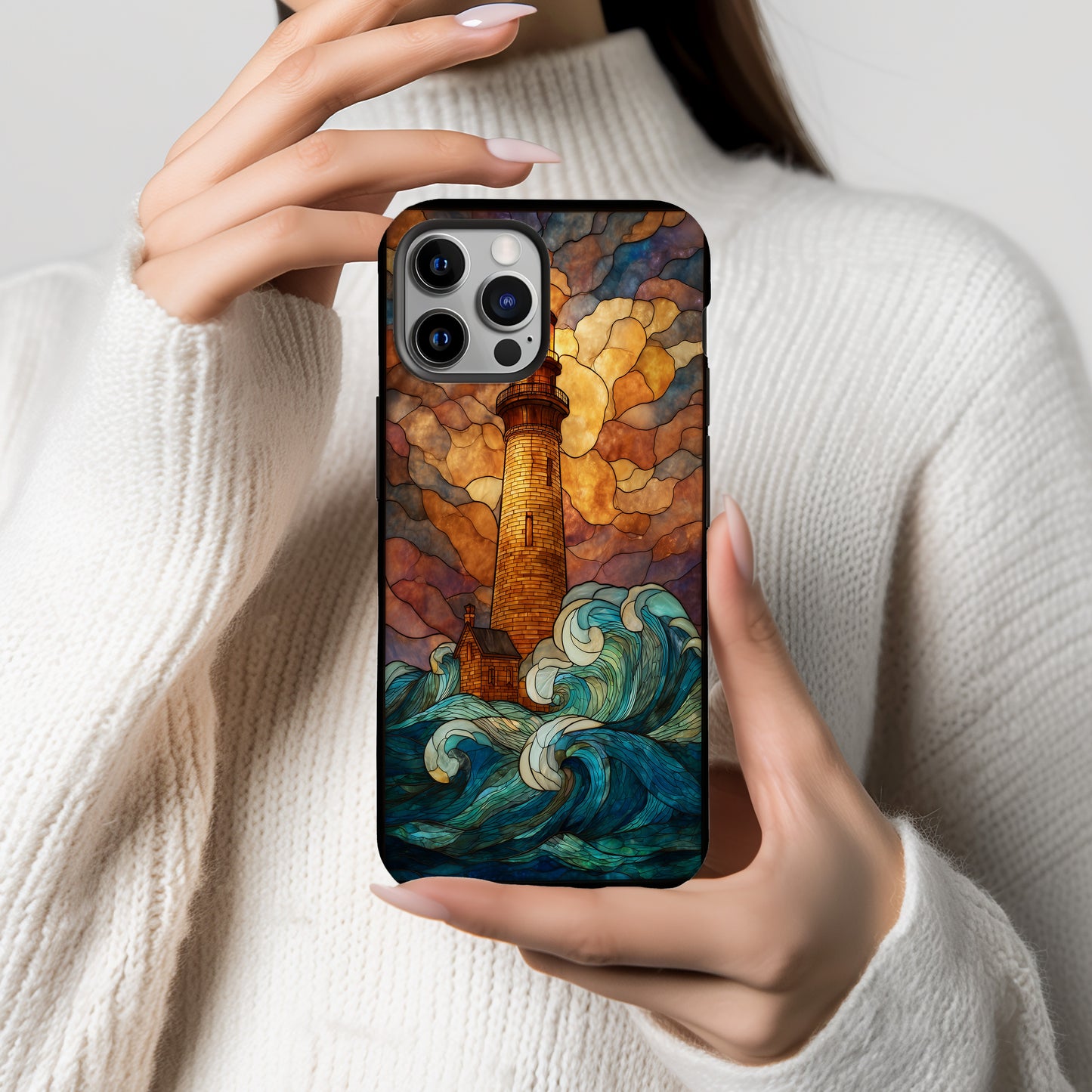 Beacon of Hope – Lighthouse Stained Glass Phone Case