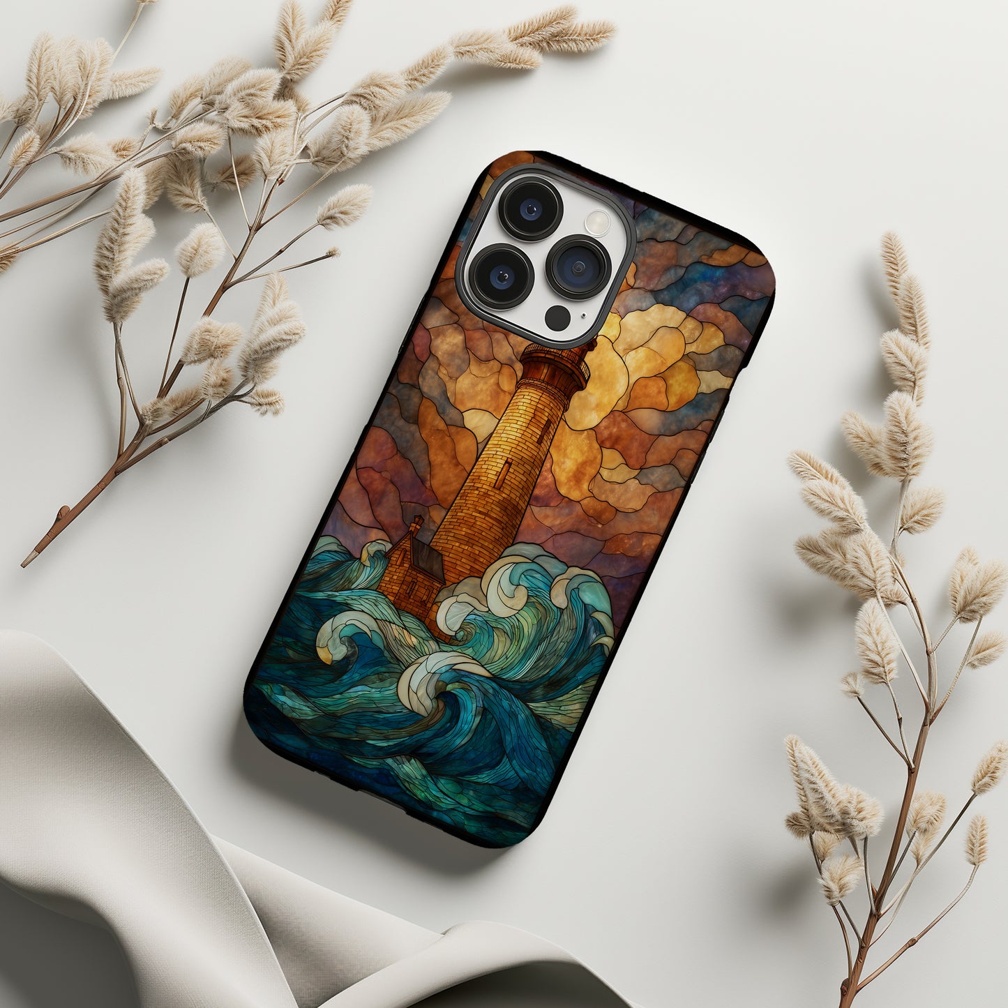 Beacon of Hope – Lighthouse Stained Glass Phone Case