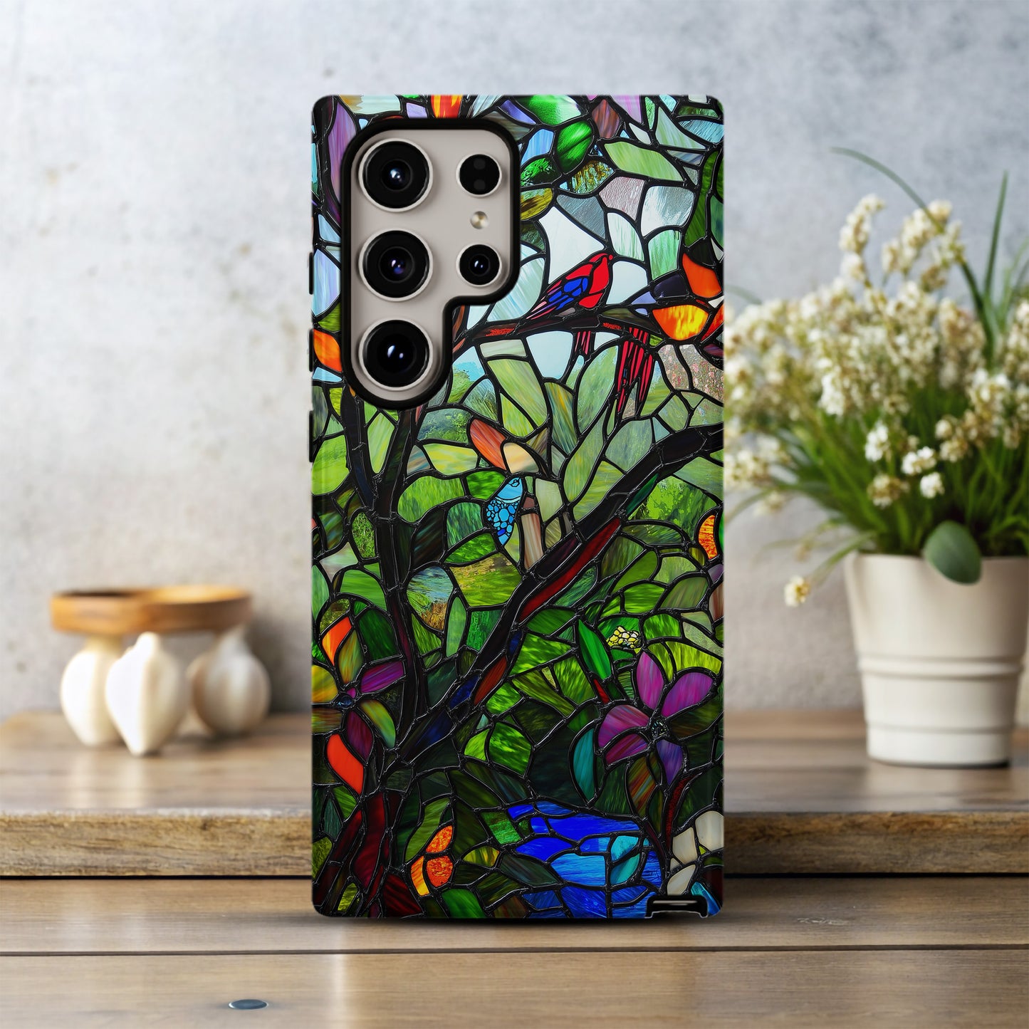 Tropical Paradise Stained Glass Phone Case