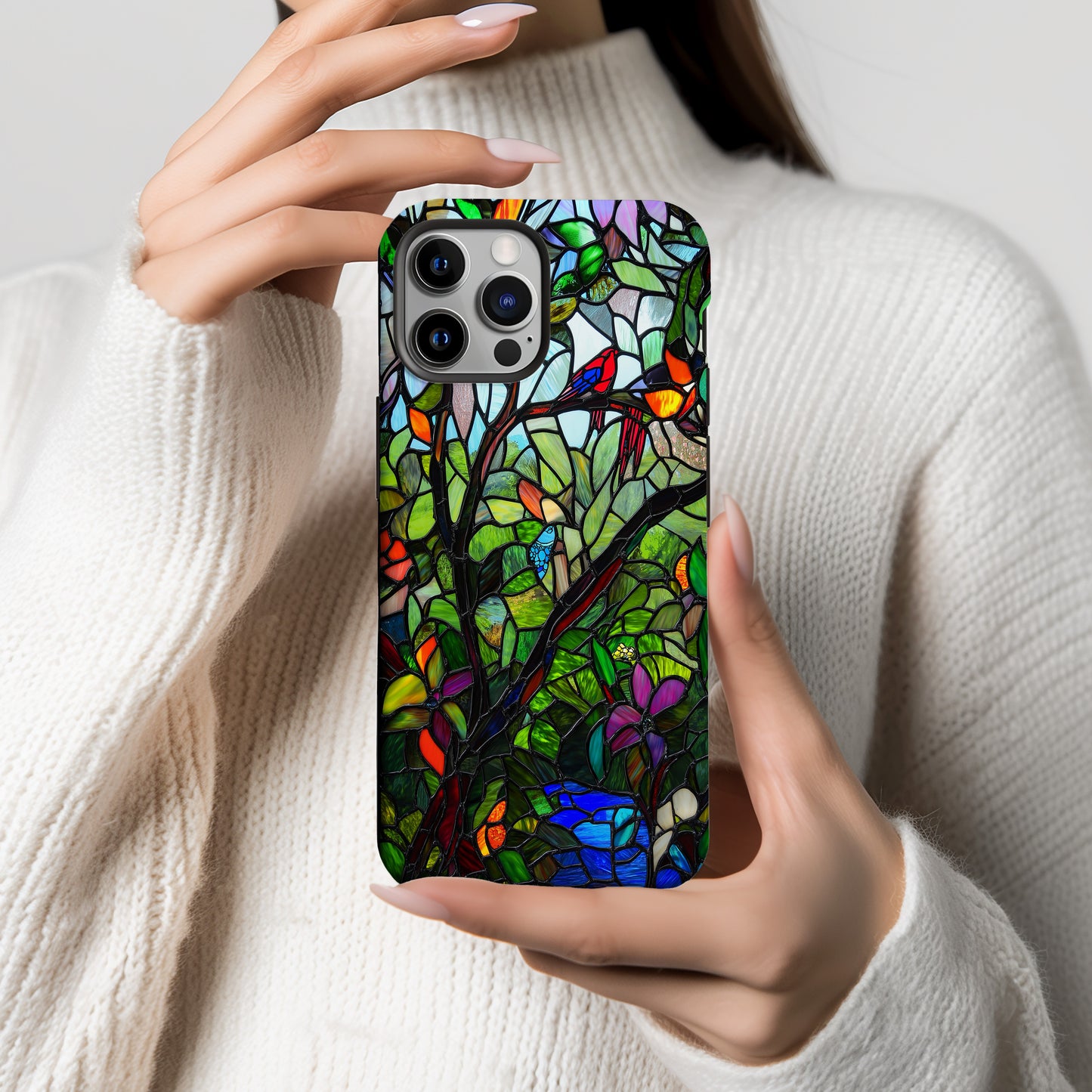 Tropical Paradise Stained Glass Phone Case