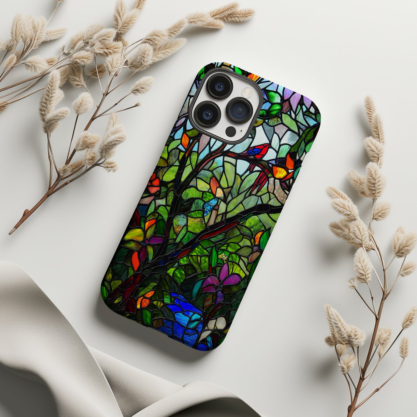Tropical Paradise Stained Glass Phone Case