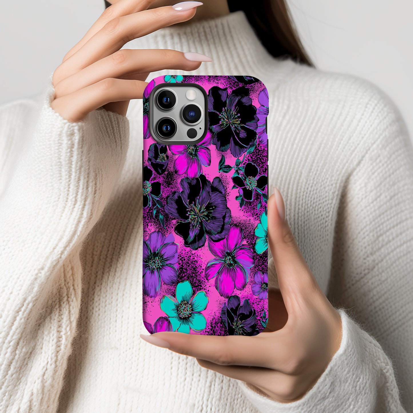 Neon Night Bloom Floral Phone Case