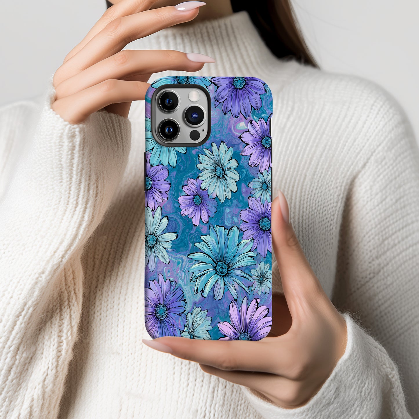 Icy Twilight Bloom Floral Phone Case