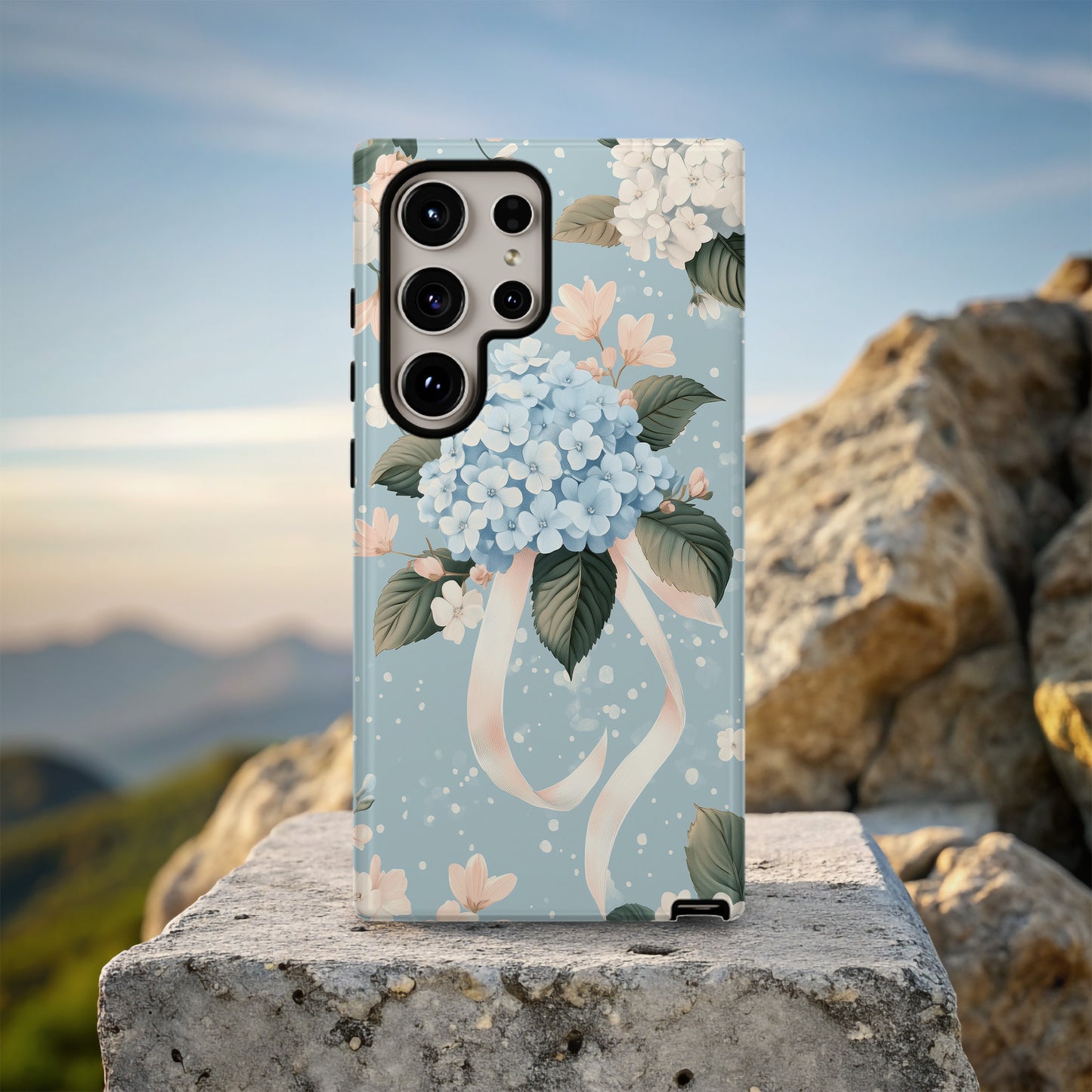 Powder Blue Hydrangea Garden Phone Case