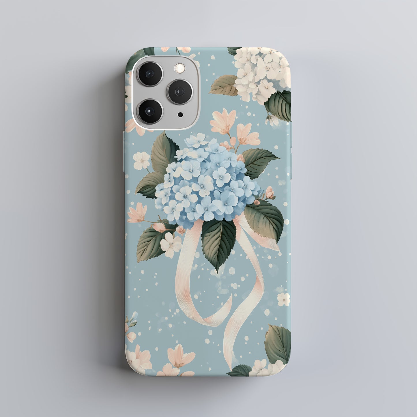 Powder Blue Hydrangea Garden Phone Case