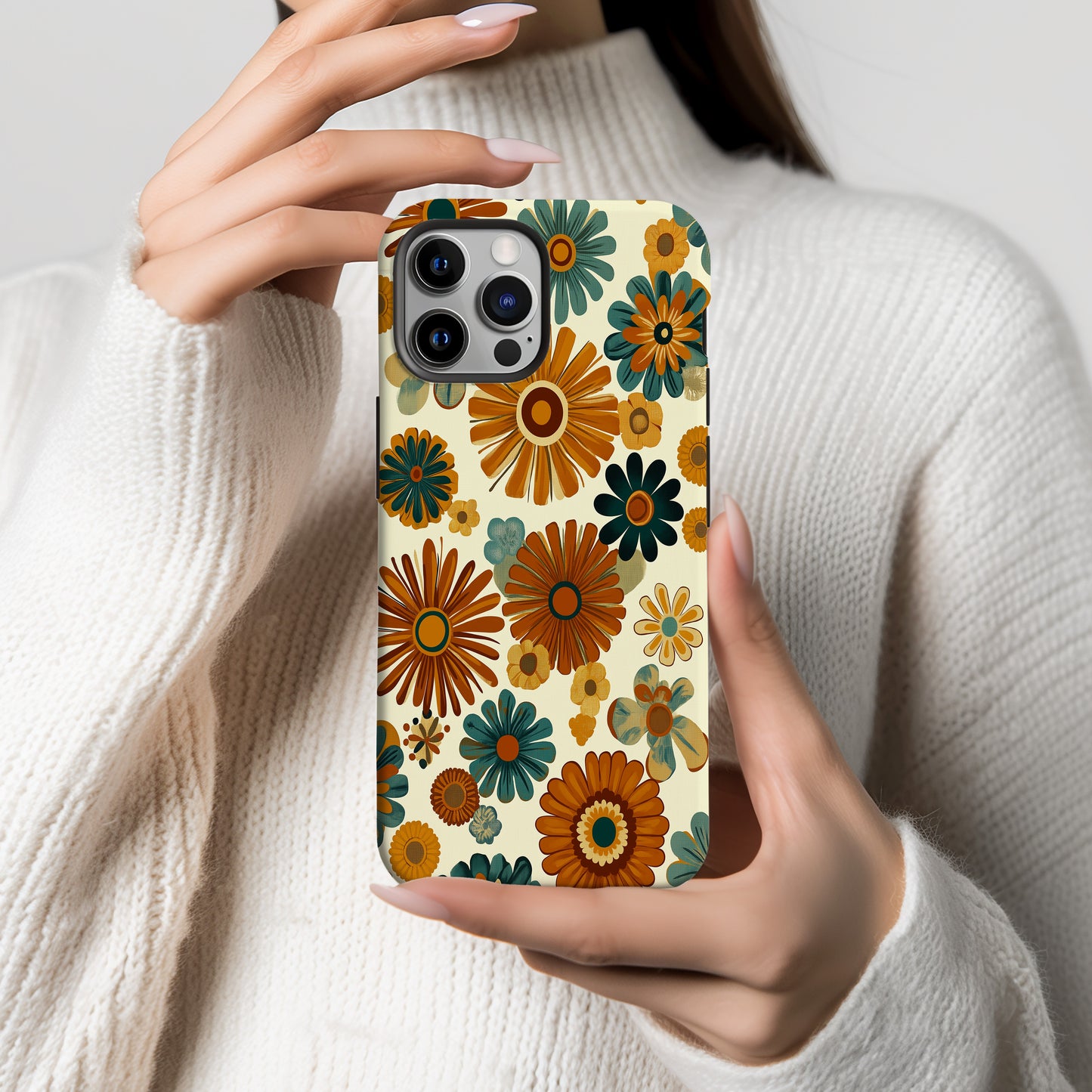 Retro Kaleidoscope Blooms Floral Phone Case