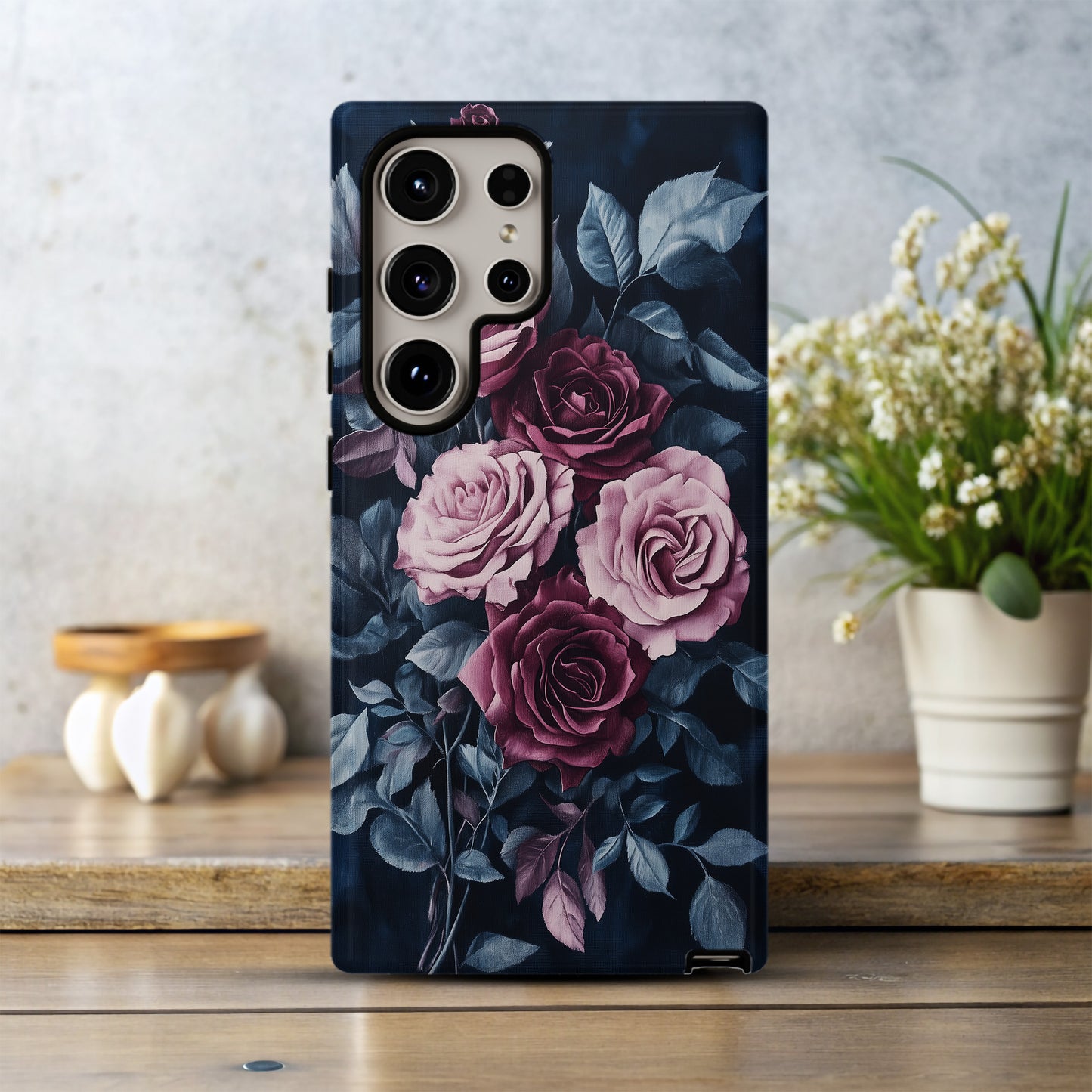 Midnight Blushing Roses Phone Case